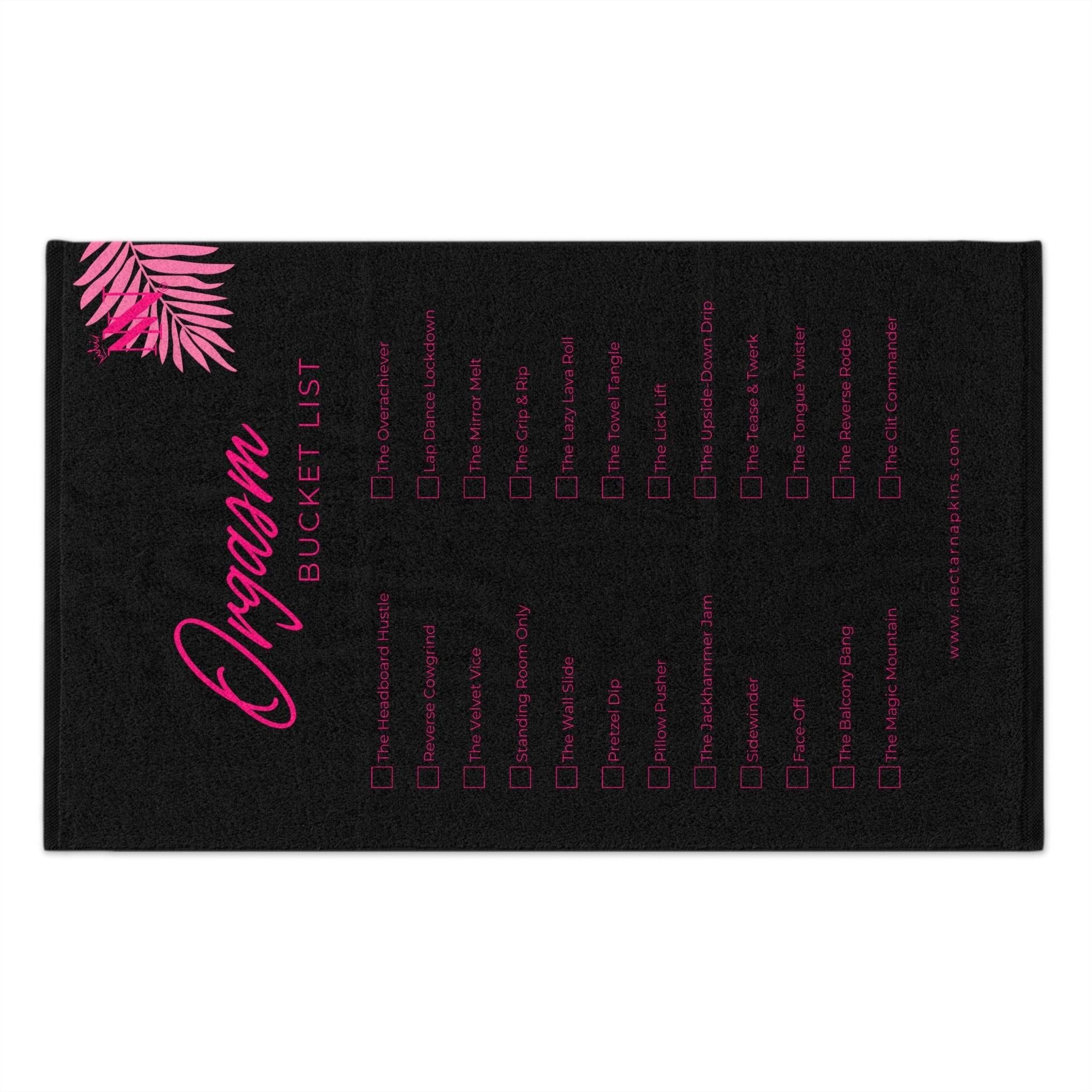 Orgasm Bucket List Black | Mix & Match Soft Fun-Flirty Lovers’ Towels