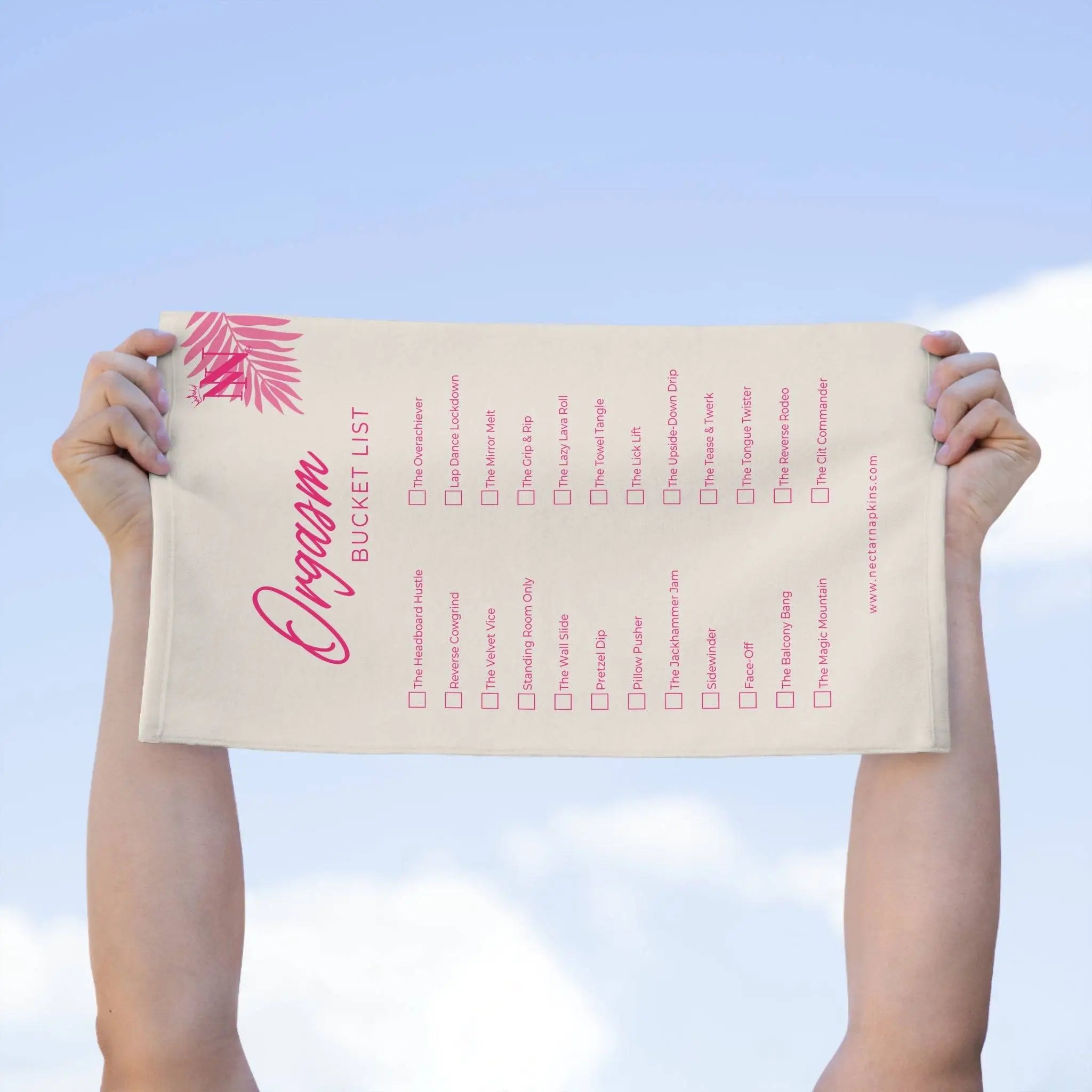 Orgasm Bucket List | Mix & Match Soft Fun-Flirty Lovers’ Towels
