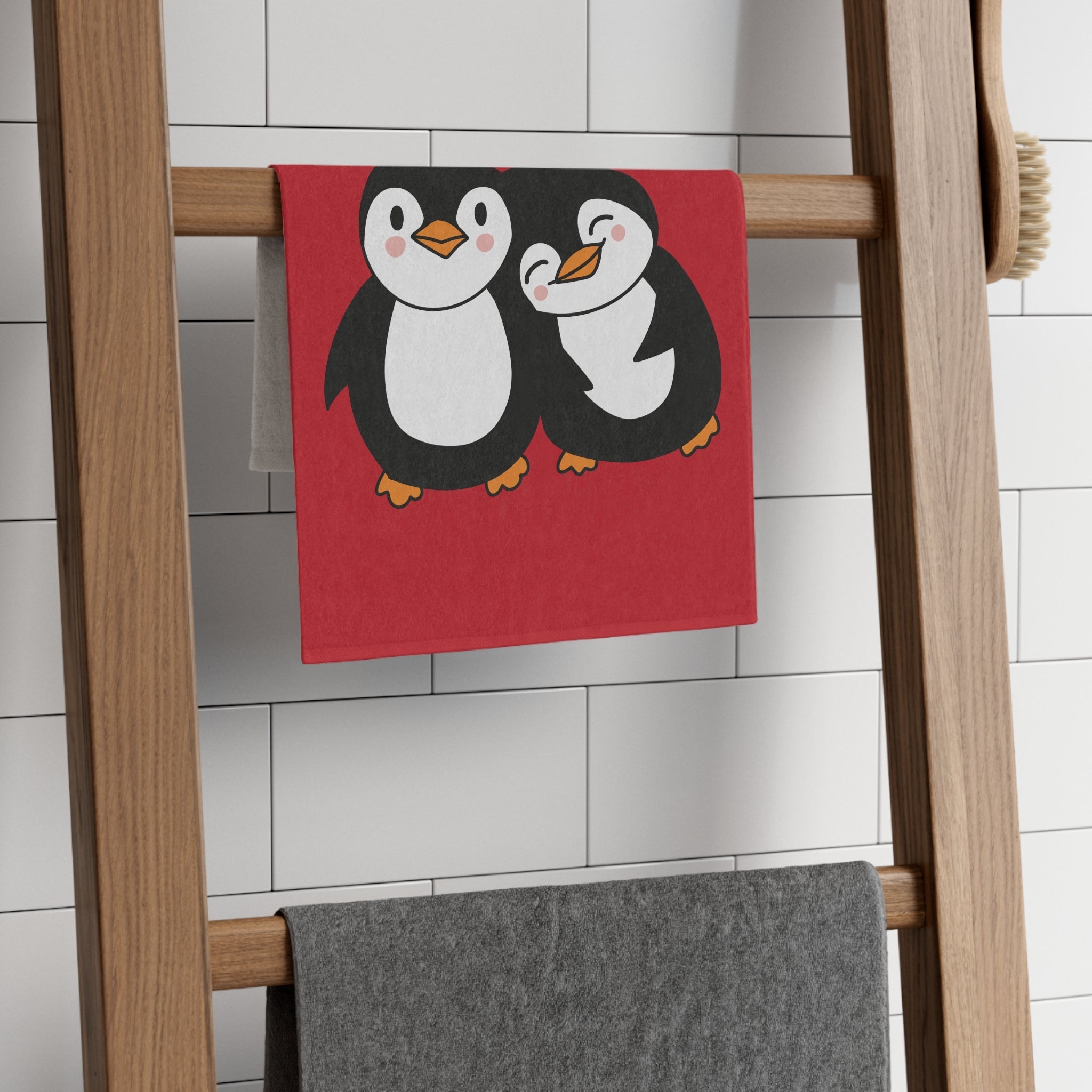 Penguin Love Red | Mix & Match Soft Fun-Flirty Lovers’ Towels