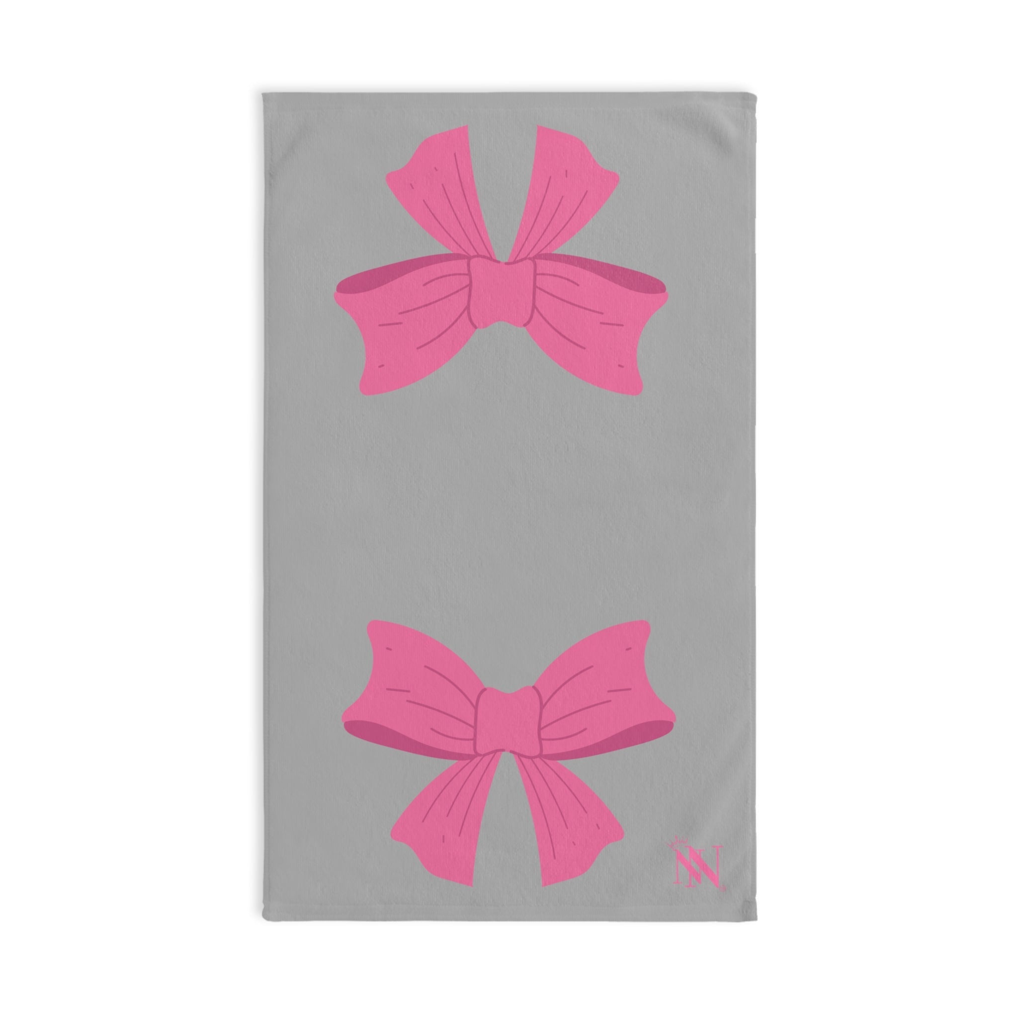 Pink Bow Shareable Light Grey | Mix & Match Original Fun-Flirty Lovers’ Towels