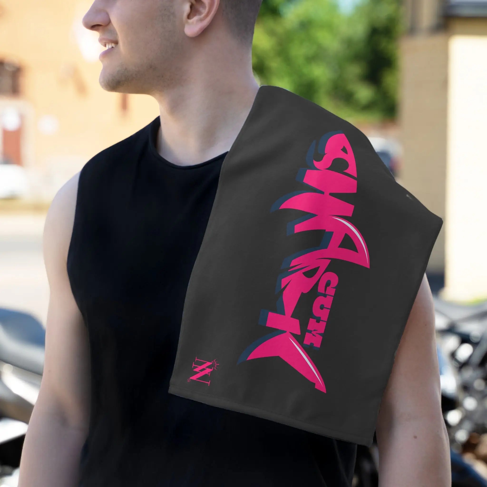 Pink Cum Shark Dark Grey | Mix & Match Soft Fun-Flirty Lovers’ Towels
