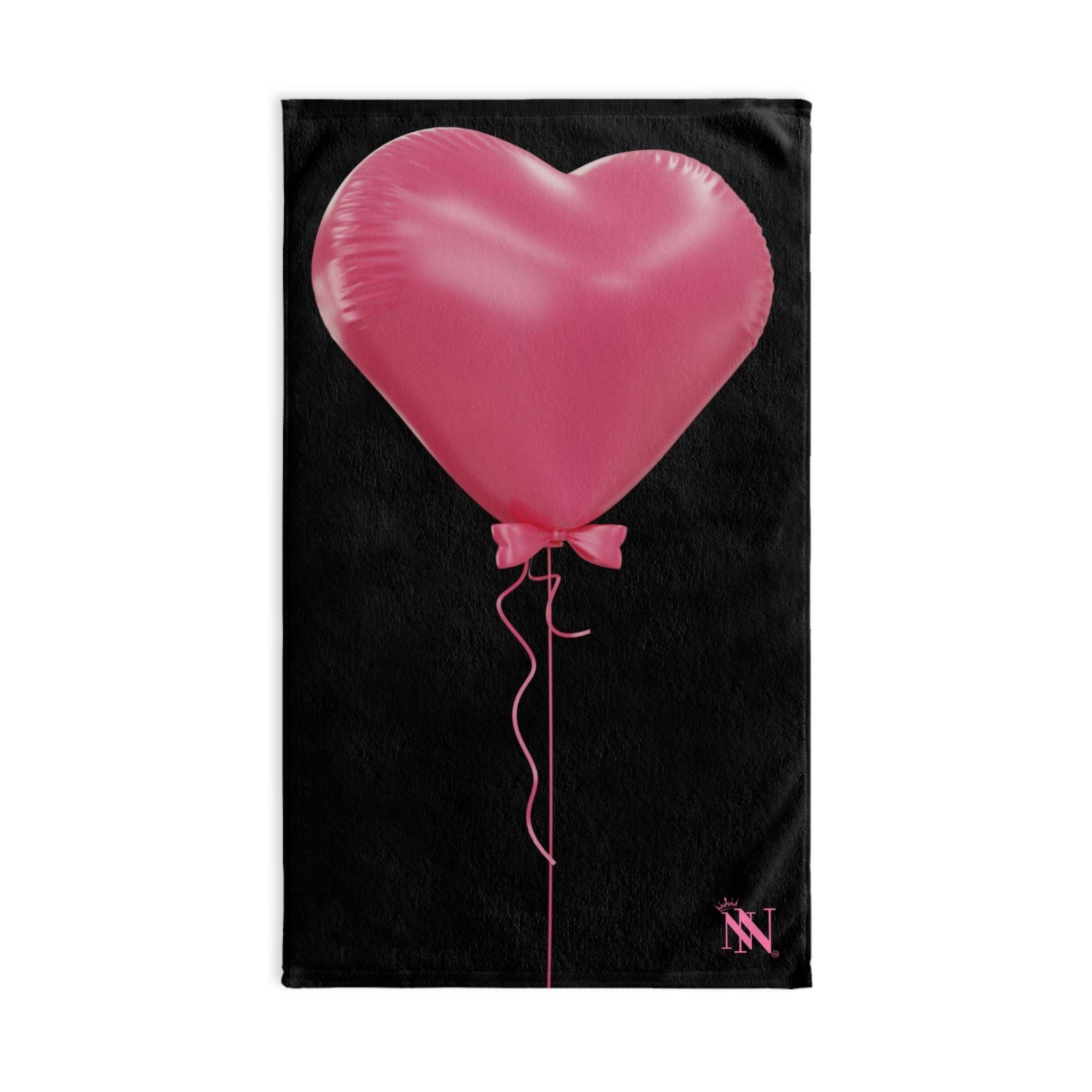 Pink Heart Balloon Bow 3D Print Black | Mix & Match Original Fun-Flirty Lovers’ Towels