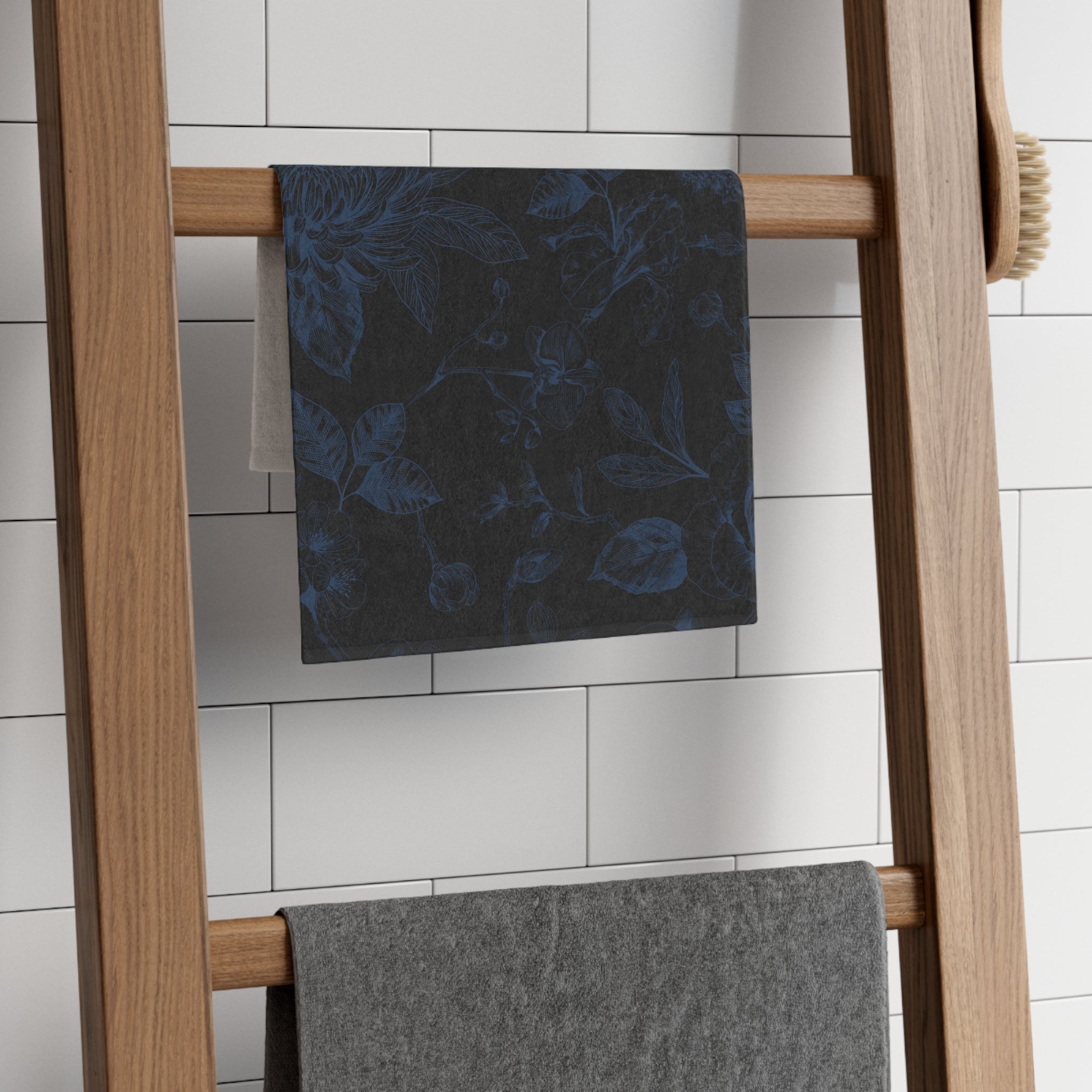 Pretty Blue Floral Black | Mix & Match Soft Fun-Flirty Lovers’ Towels