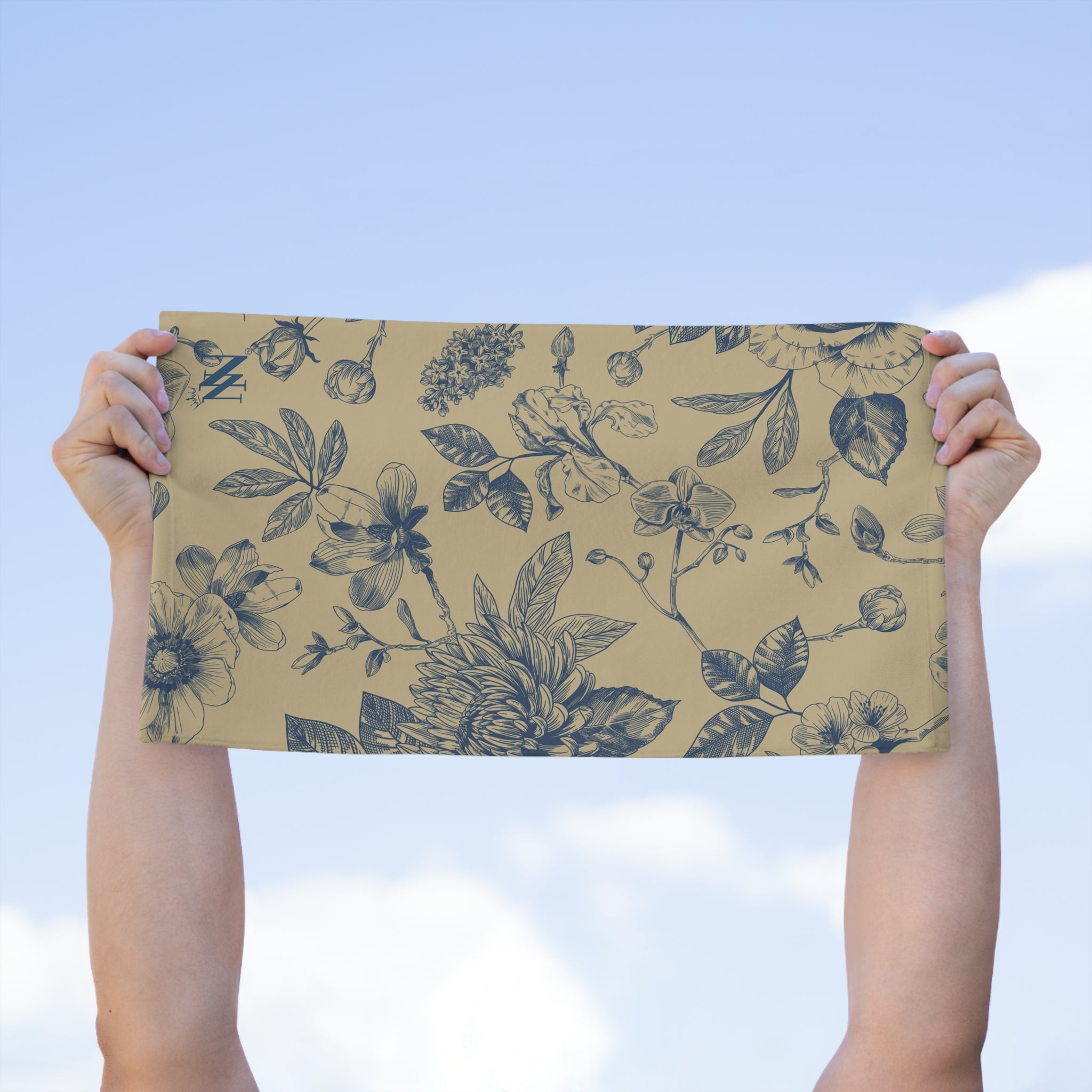 Pretty Blue Floral Gold | Mix & Match Soft Fun-Flirty Lovers’ Towels