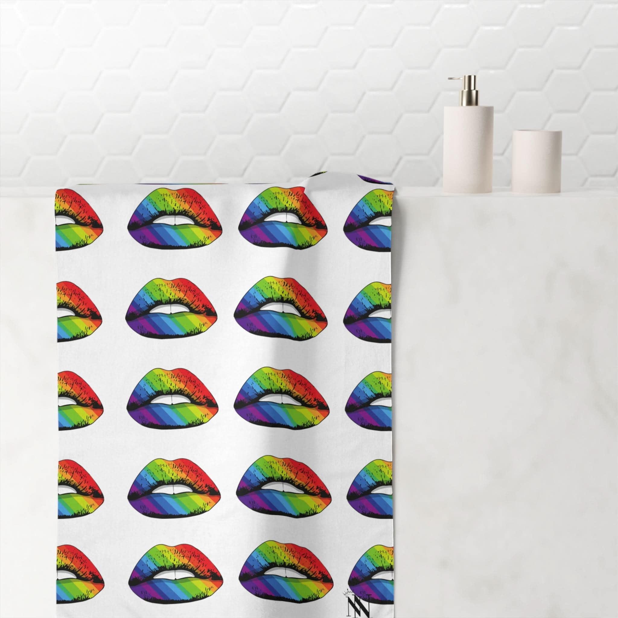 Rainbow Kiss Lips | Mix & Match Naughty XL Fun-Flirty Lovers’ Towels