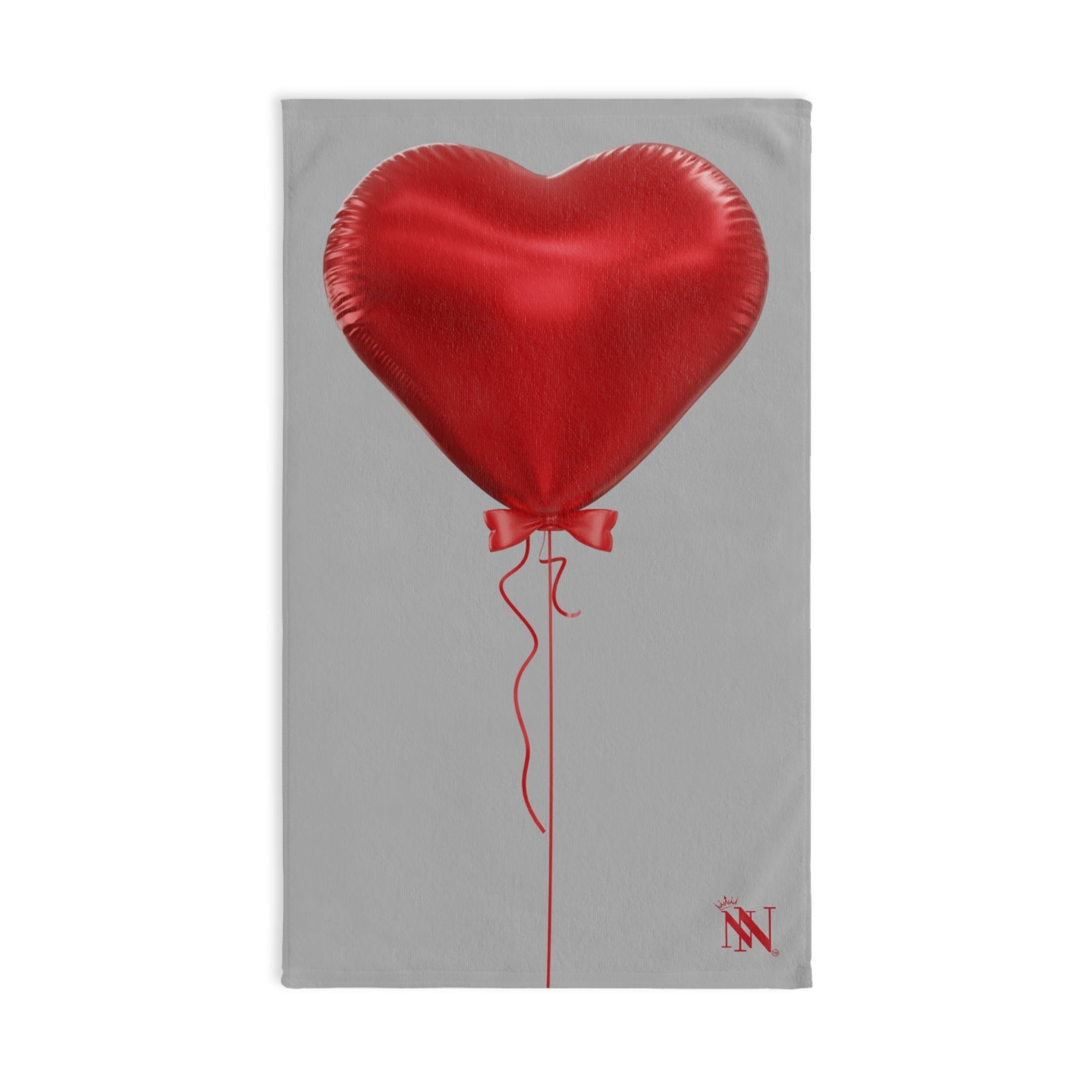 Red Heart Balloon Bow 3D Print Light Grey | Mix & Match Original Fun-Flirty Lovers’ Towels