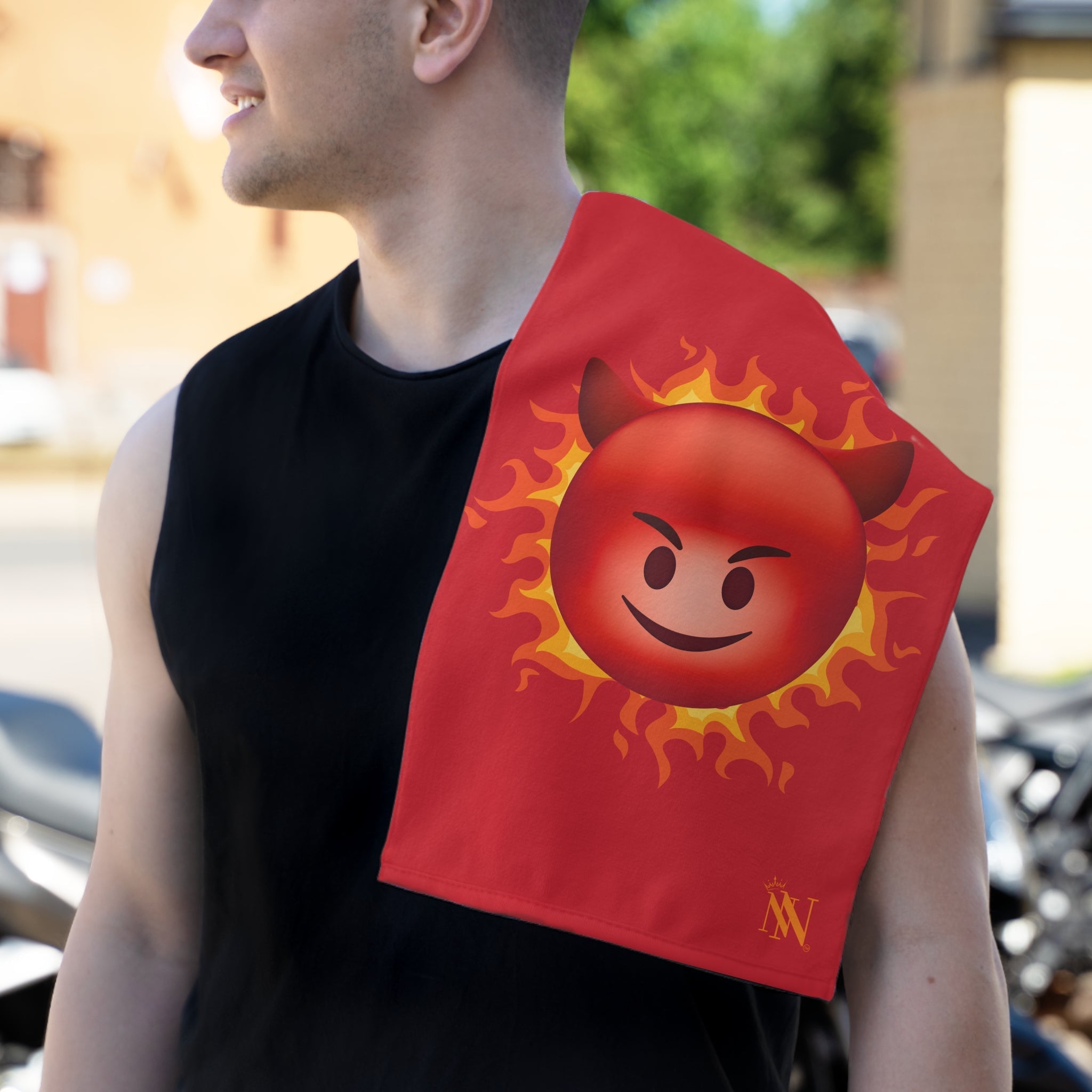 Red Hot Naughty Devil Emoji Red | Mix & Match Soft Fun-Flirty Lovers’ Towels