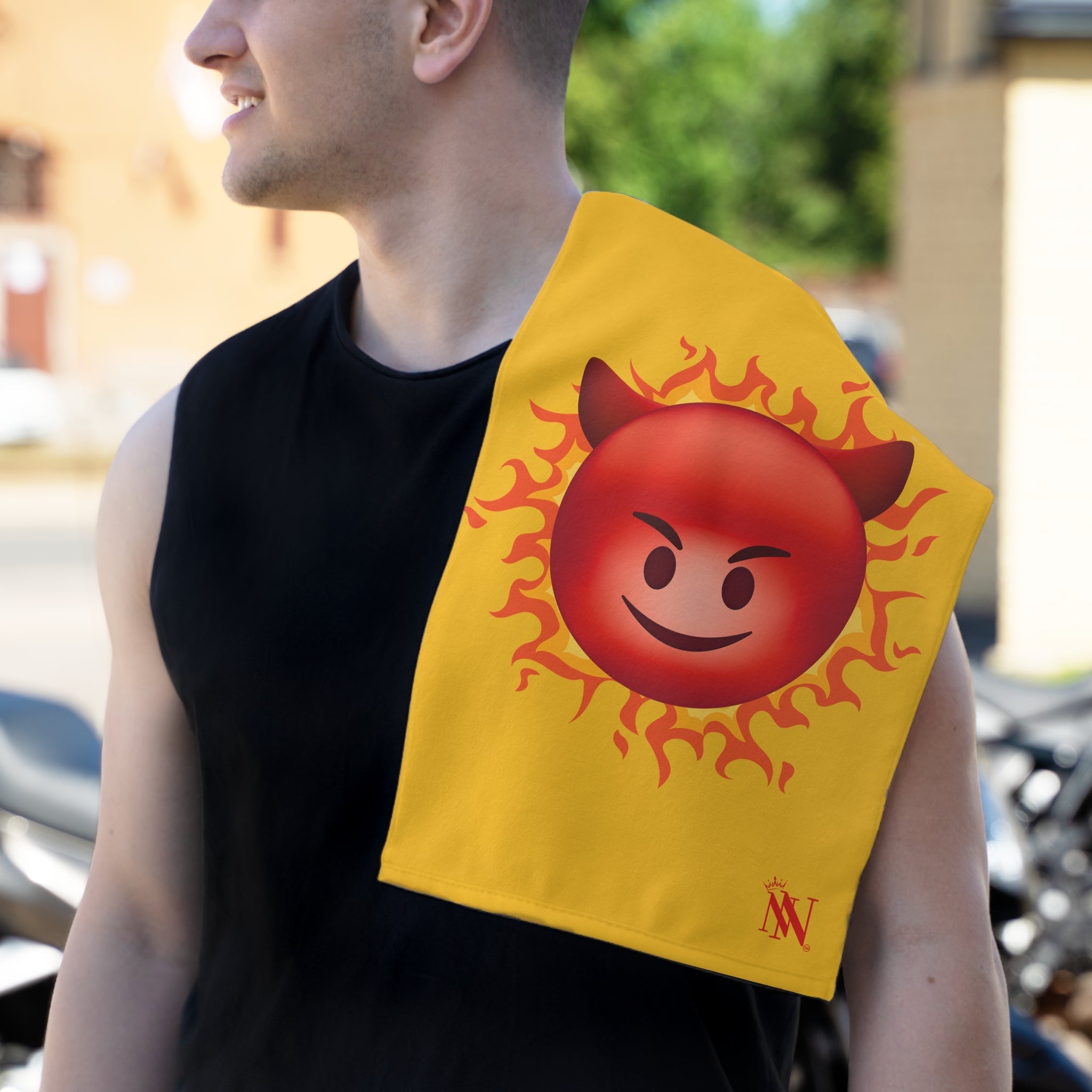 Red Hot Naughty Devil Emoji Yellow | Mix & Match Soft Fun-Flirty Lovers’ Towels