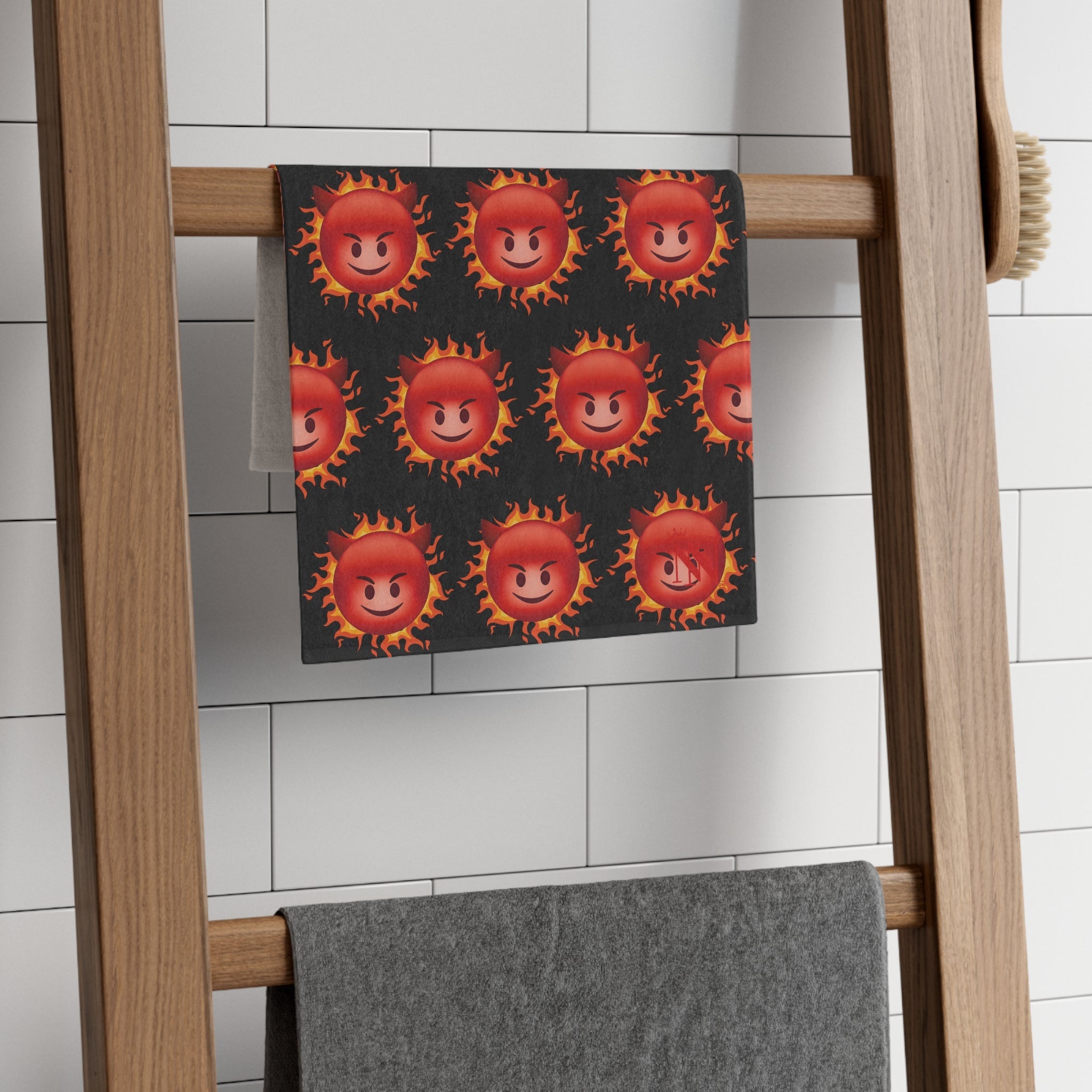 Red Hot Naughty Devil Pattern Black | Mix & Match Soft Fun-Flirty Lovers’ Towels