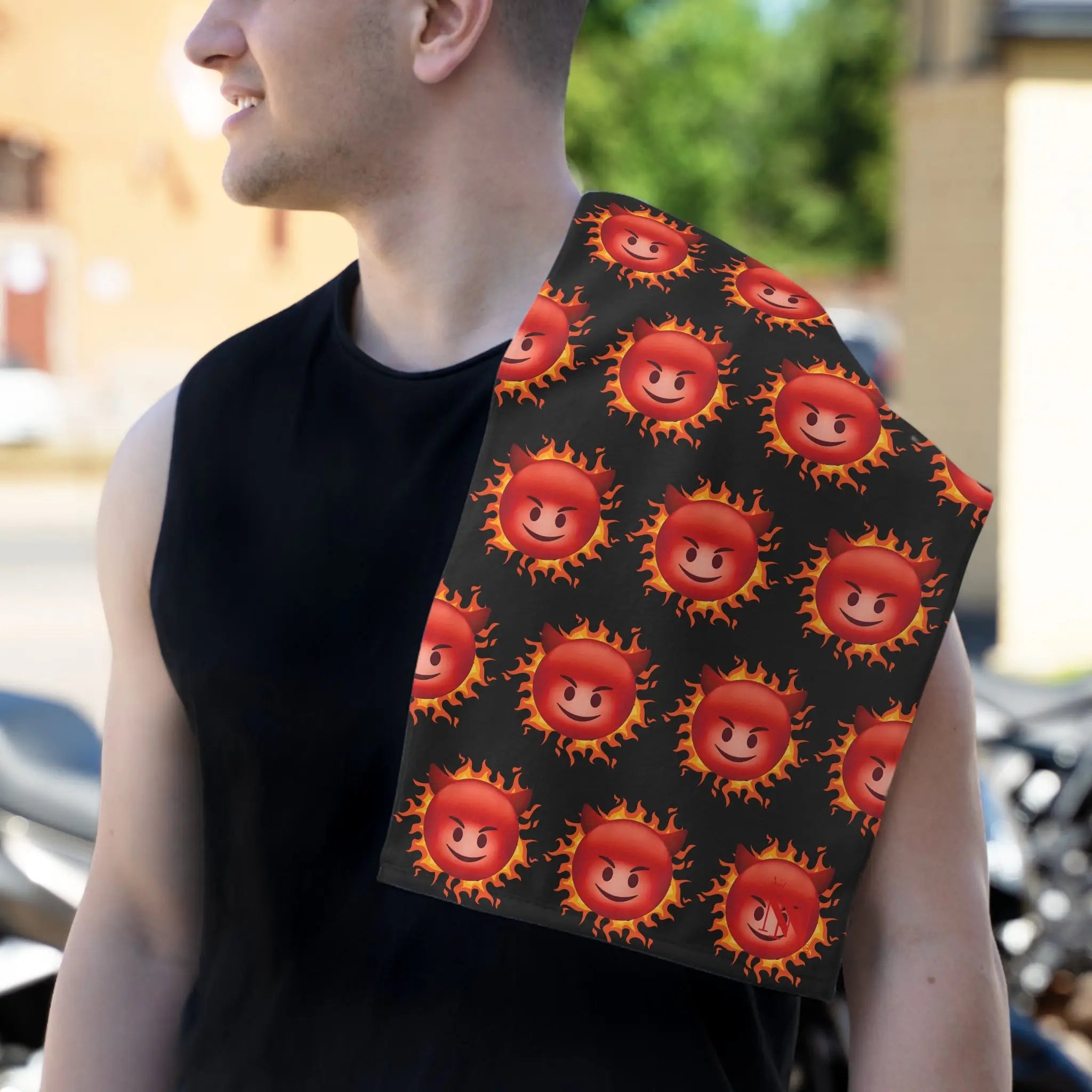 Red Hot Naughty Devil Pattern Black | Mix & Match Soft Fun-Flirty Lovers’ Towels