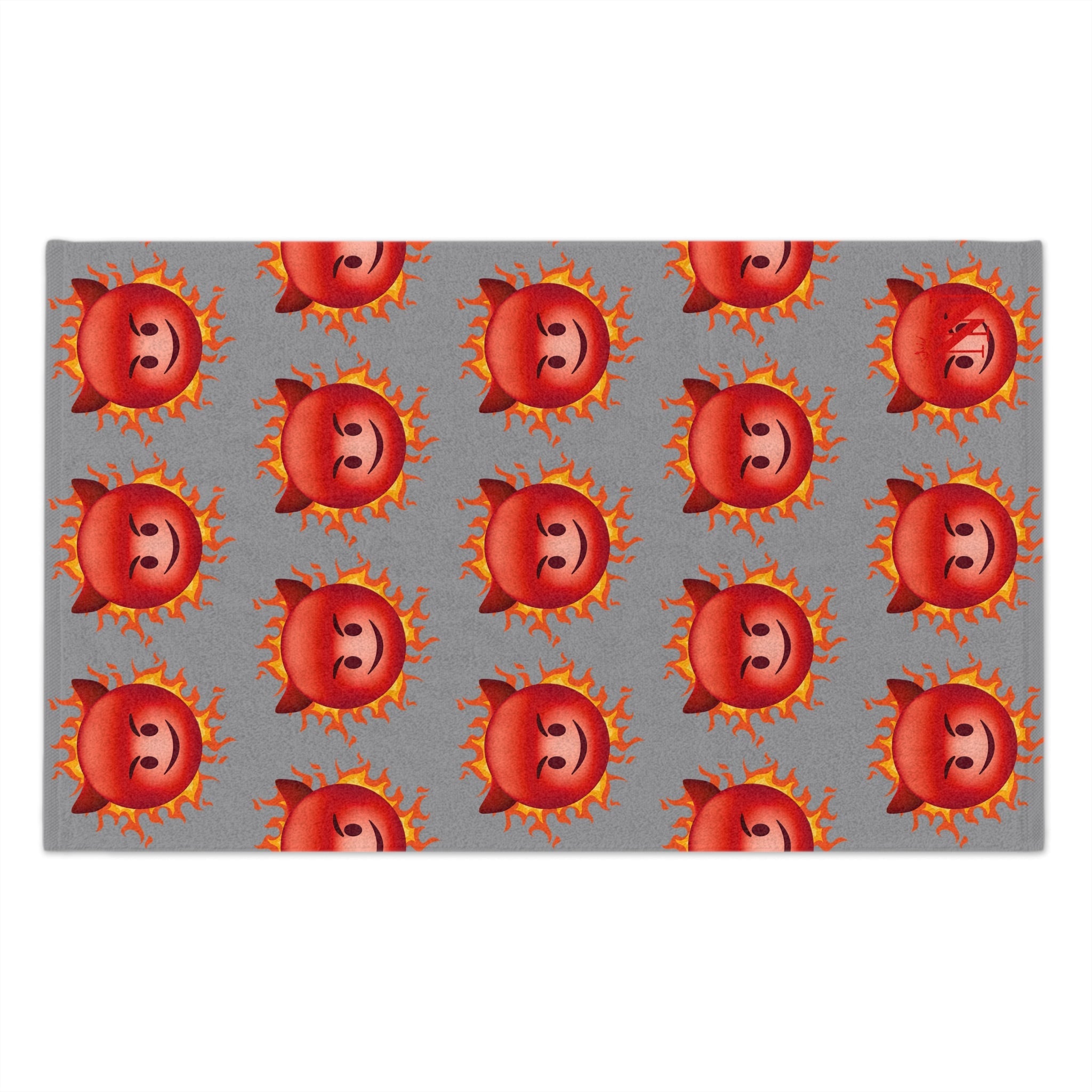 Red Hot Naughty Devil Pattern Grey | Mix & Match Soft Fun-Flirty Lovers’ Towels