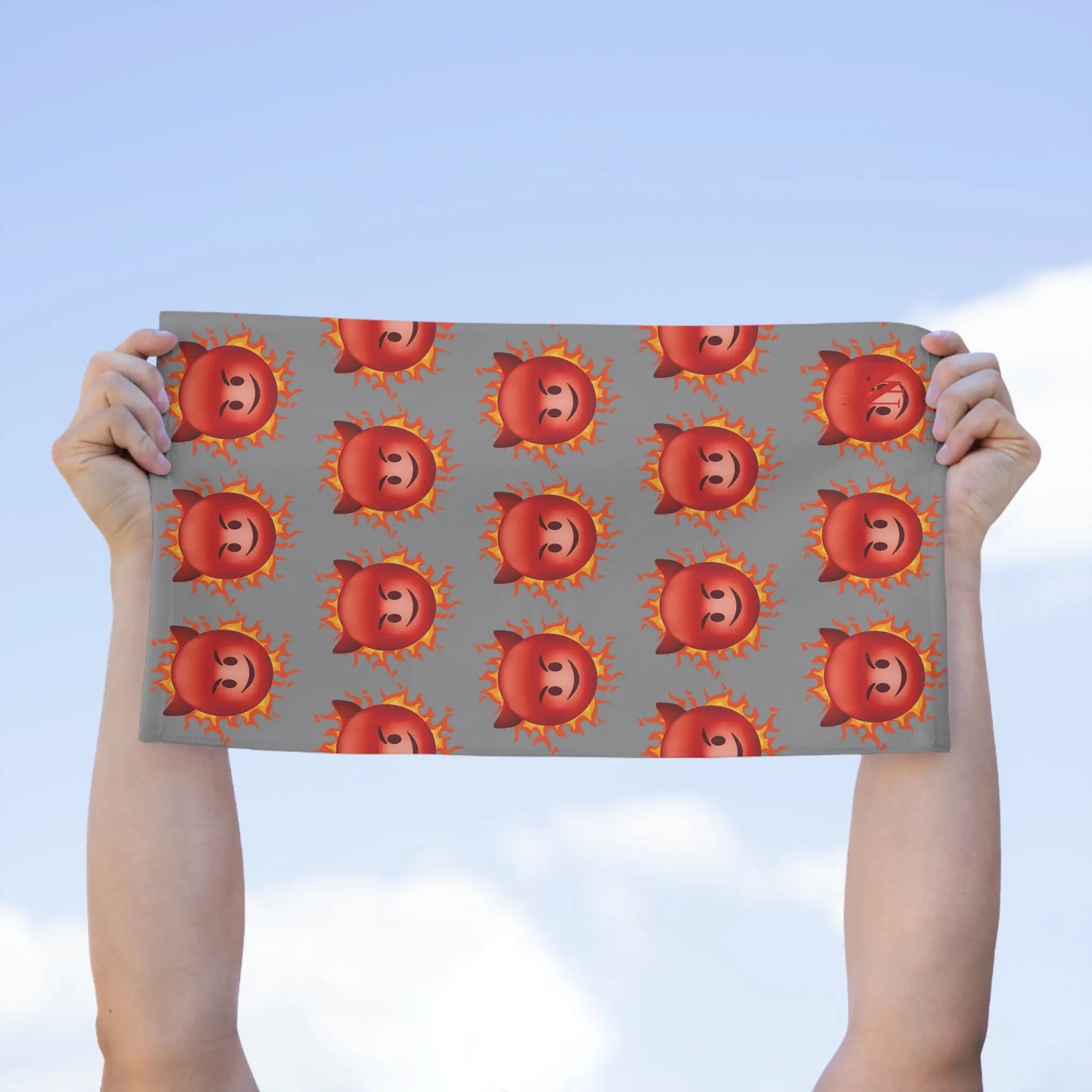 Red Hot Naughty Devil Pattern Grey | Mix & Match Soft Fun-Flirty Lovers’ Towels