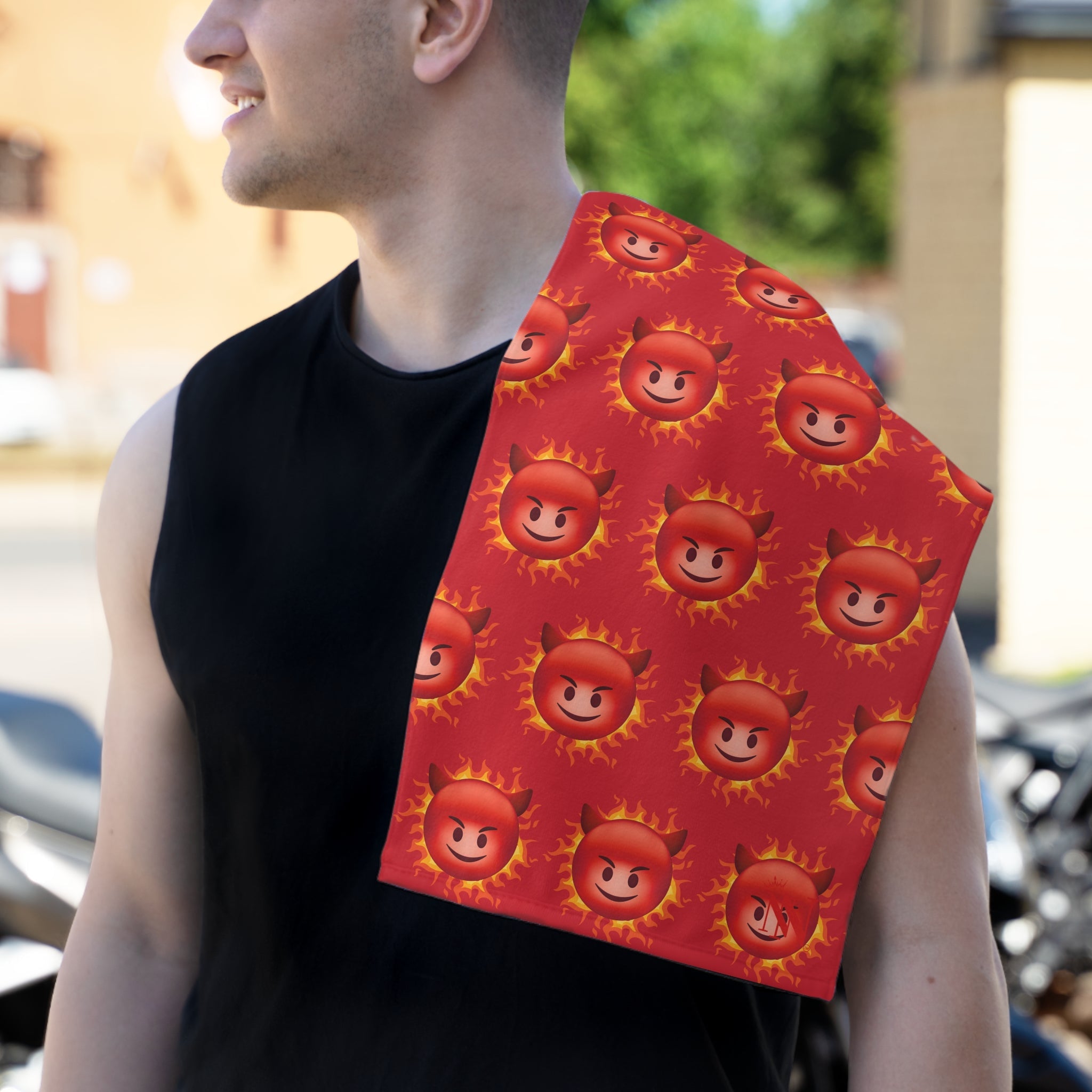 Red Hot Naughty Devil Pattern Red | Mix & Match Soft Fun-Flirty Lovers’ Towels