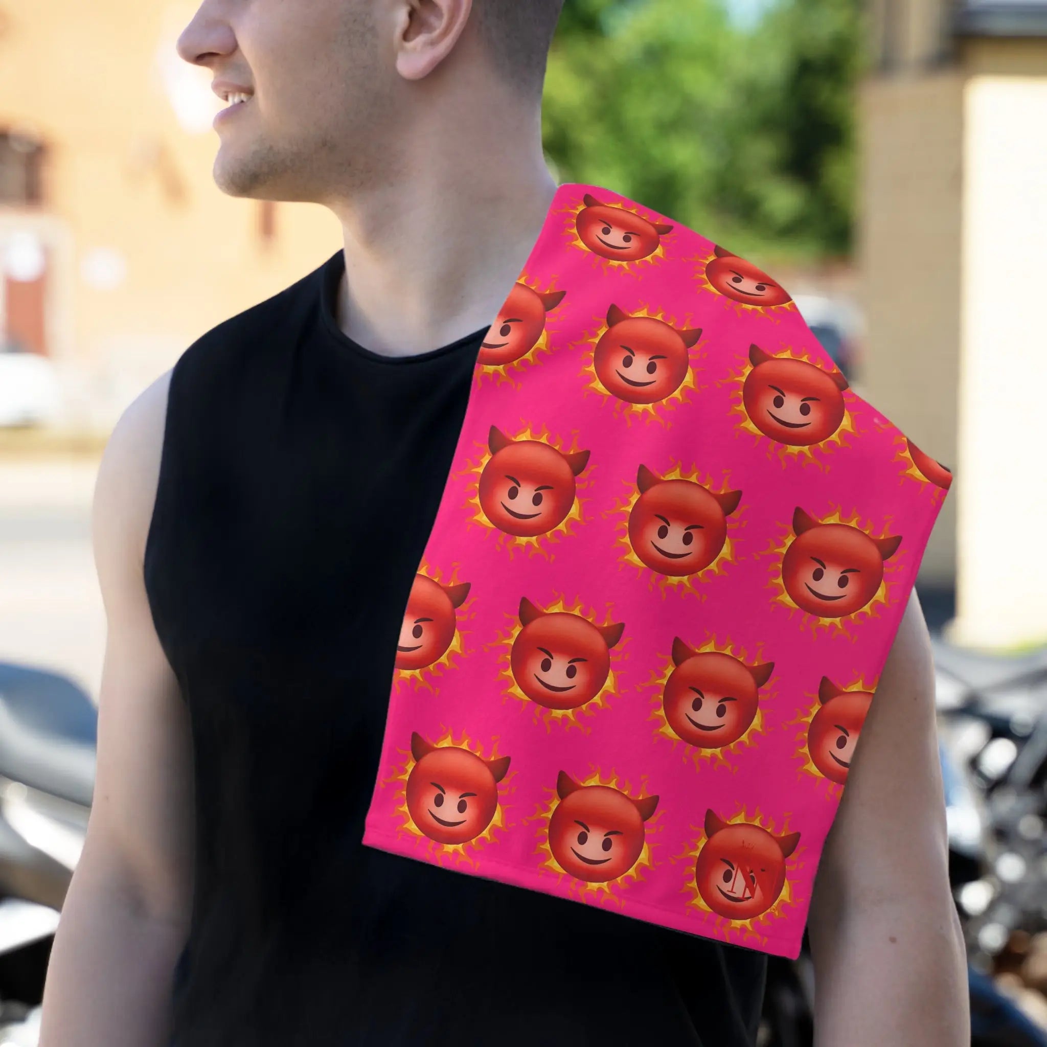 Red Hot Naughty Devil Pattern Pink | Mix & Match Soft Fun-Flirty Lovers’ Towels