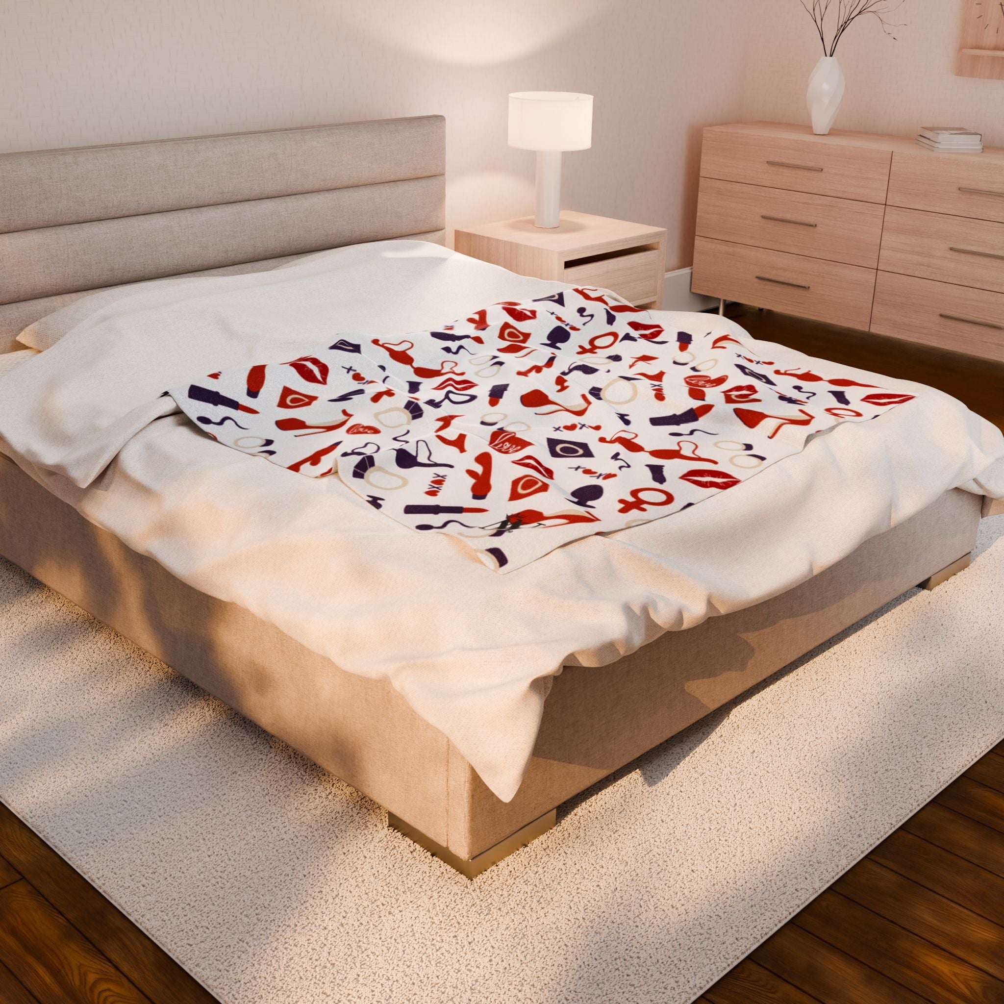 Red White Blue Sex Toy Love | Mix & Match Velveteen Fun-Flirty Lovers’ Blankets