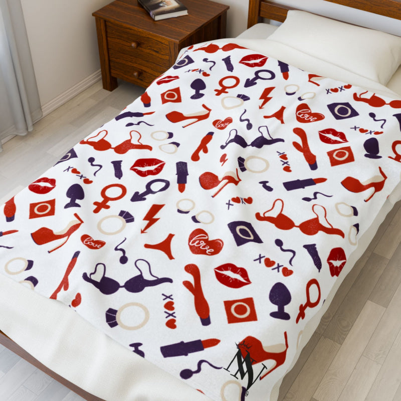 Red White Blue Sex Toy Love | Mix & Match Velveteen Fun-Flirty Lovers’ Blankets