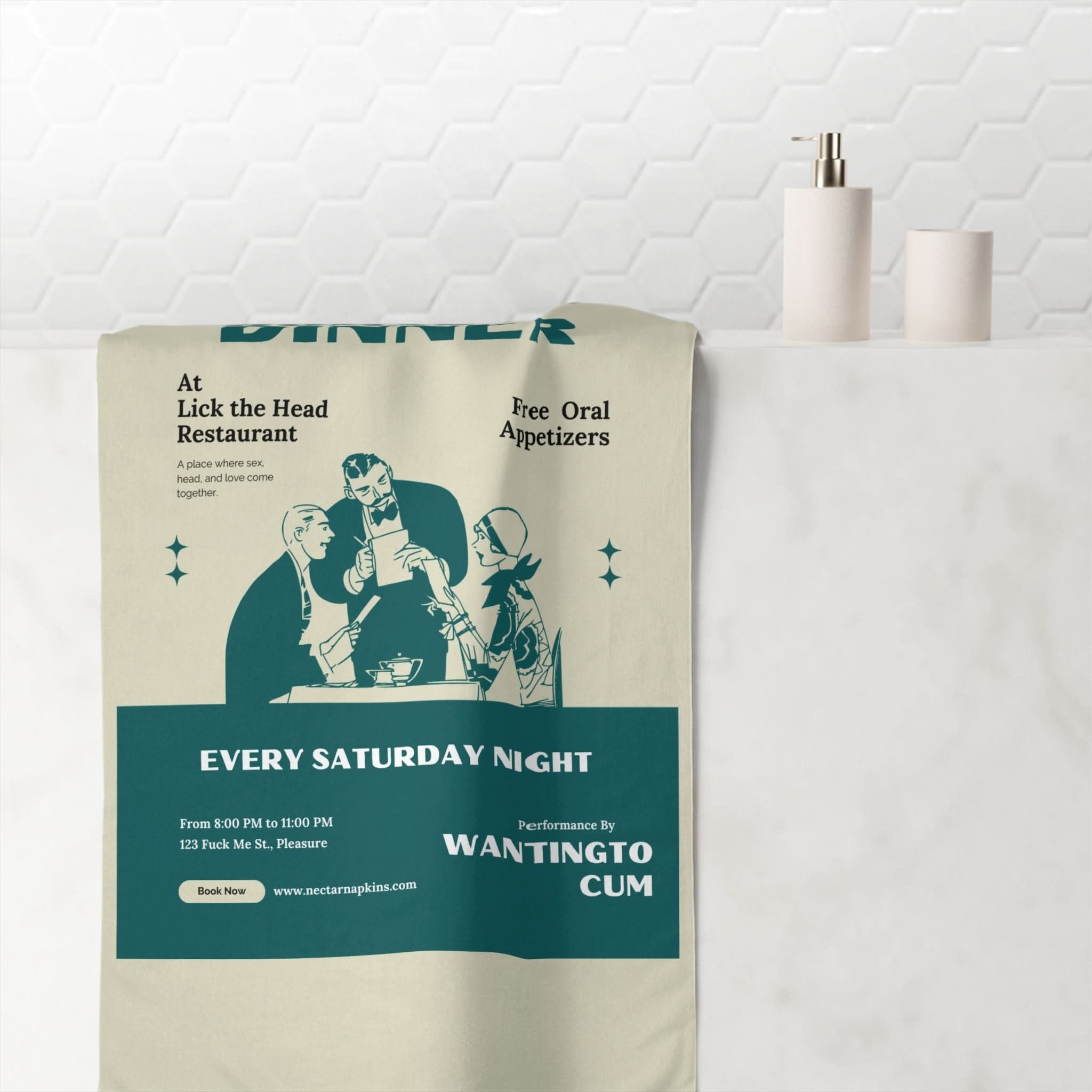 Romantic Dinner | Mix & Match Naughty XL Fun-Flirty Lovers’ Towels