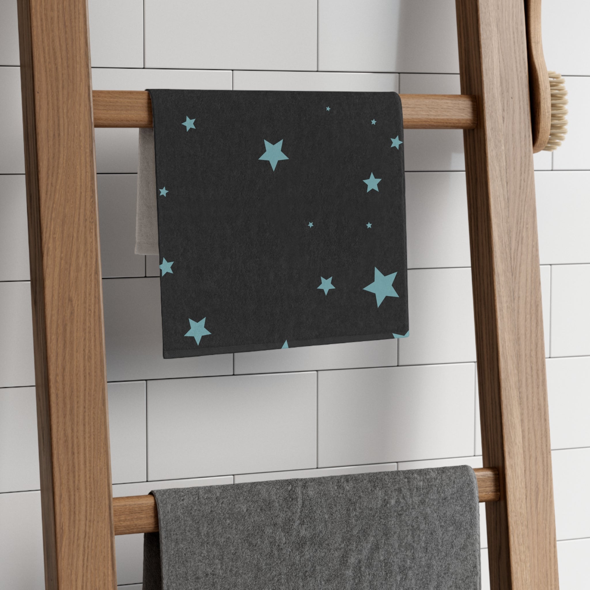 Sea Blue Star Pattern Black | Mix & Match Soft Fun-Flirty Lovers’ Towels