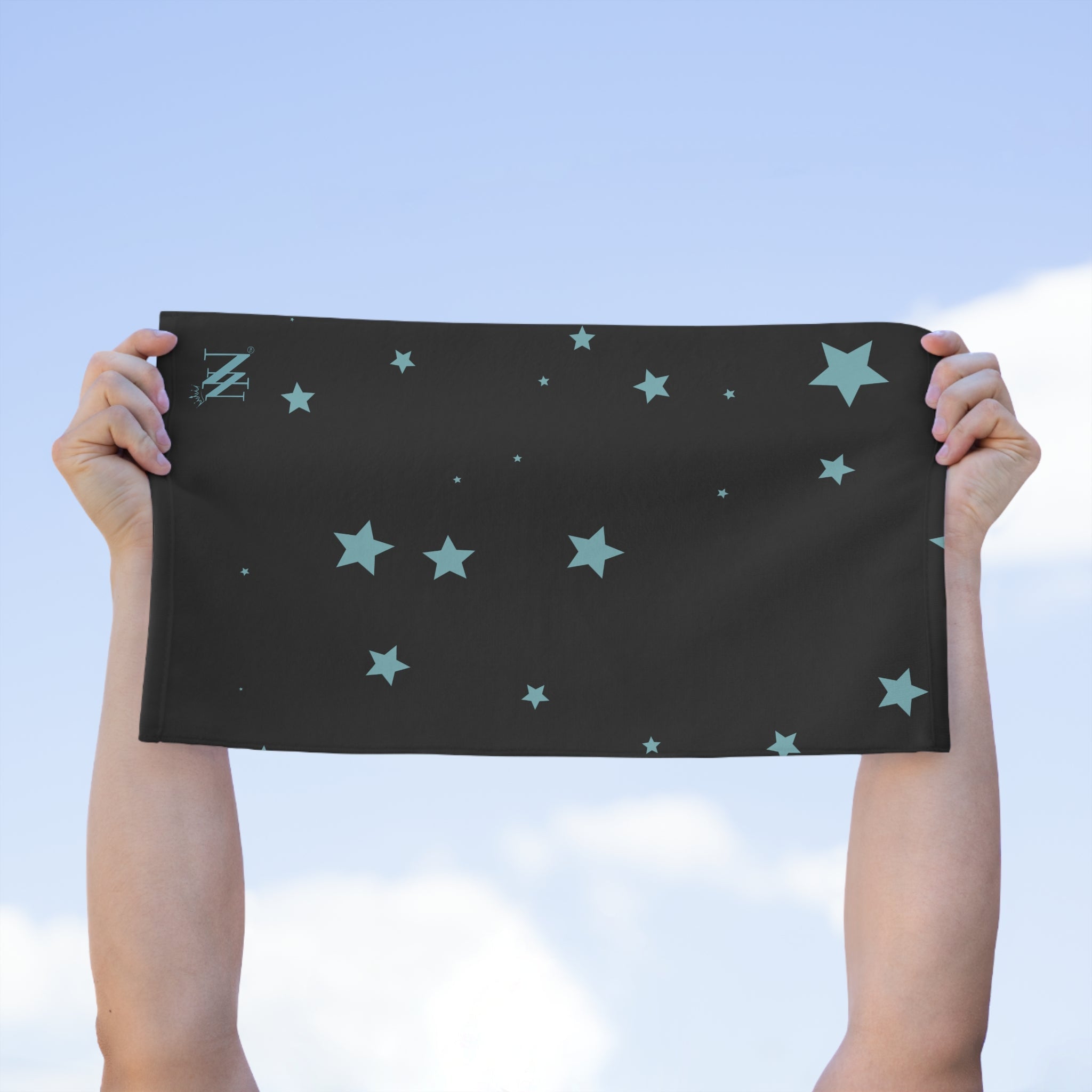 Sea Blue Star Pattern Black | Mix & Match Soft Fun-Flirty Lovers’ Towels