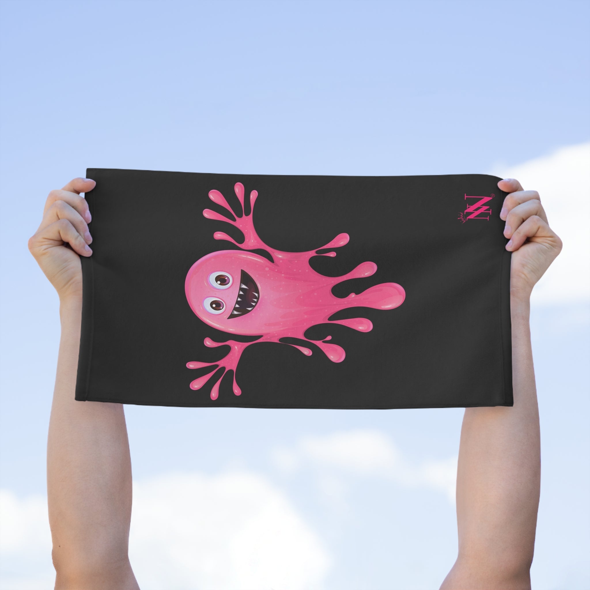Slimy Pink Monster Black | Mix & Match Soft Fun-Flirty Lovers’ Towels