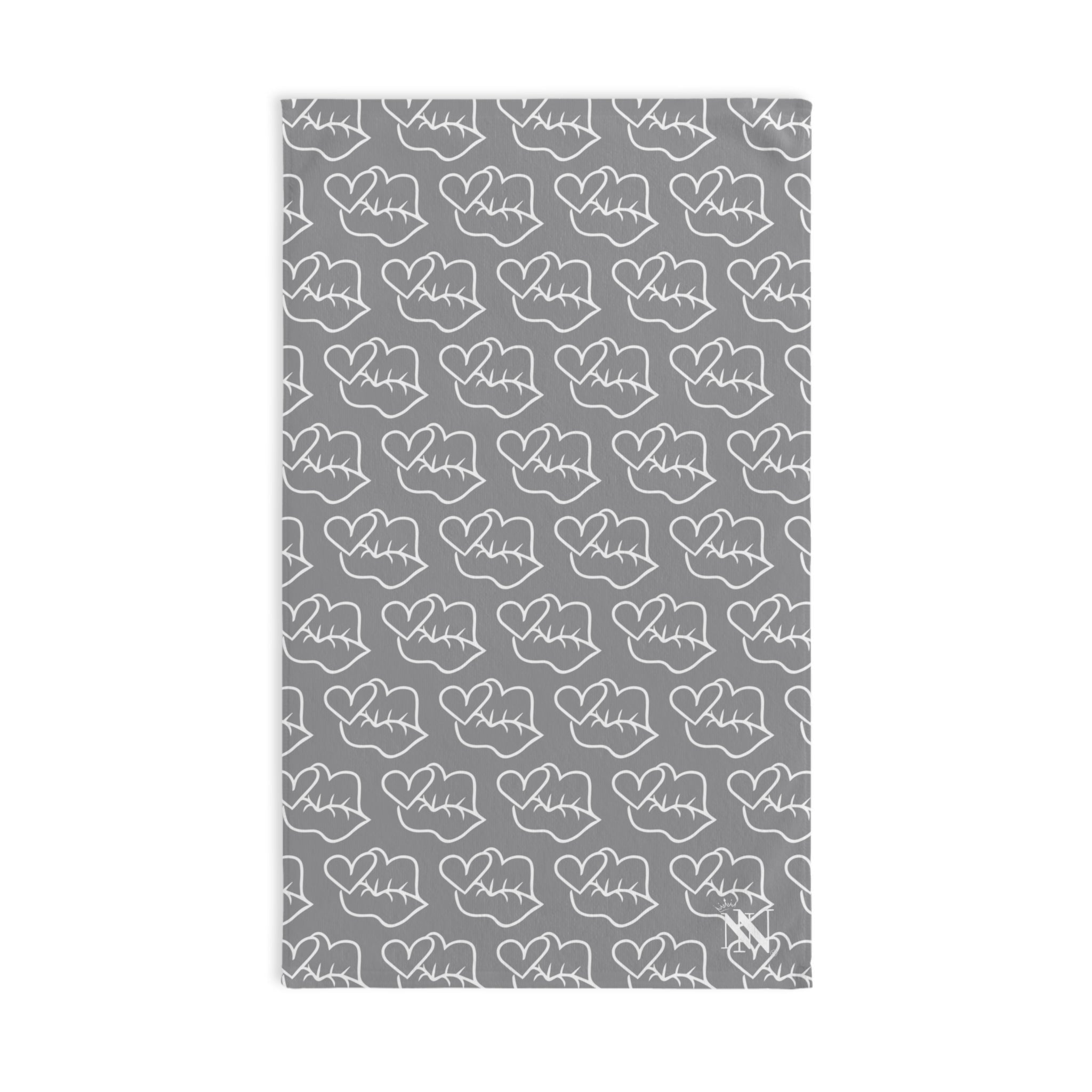 Smoochie Kiss Lips Grey | Mix & Match Original Fun-Flirty Lovers’ Towels