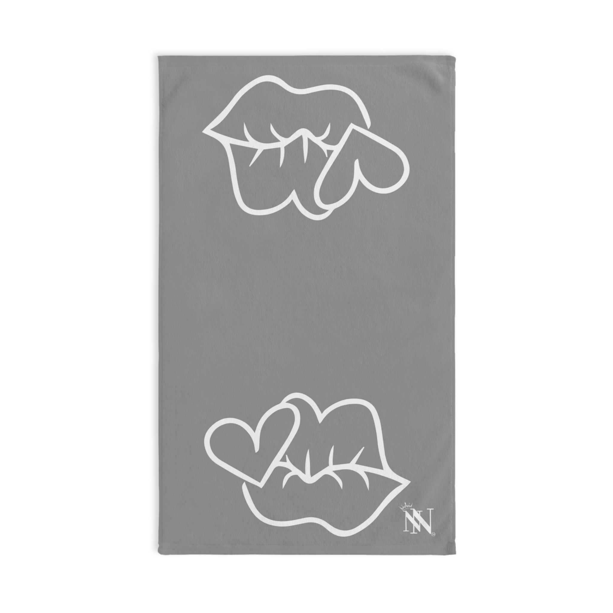Smoochie Lips Shareable Grey | Mix & Match Original Fun-Flirty Lovers’ Towels