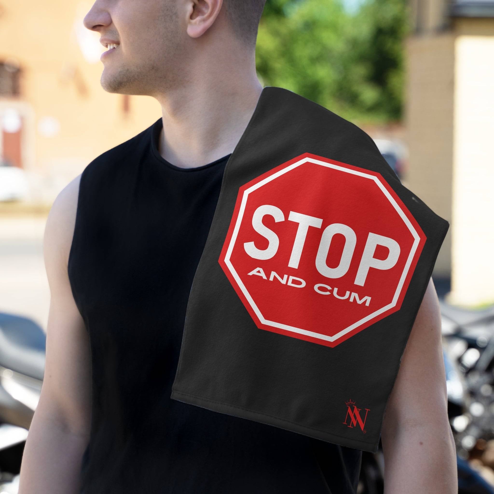 Stop and Cum Black Mix & Match Soft Sex Towels | Flirty Lovers’ Gifts