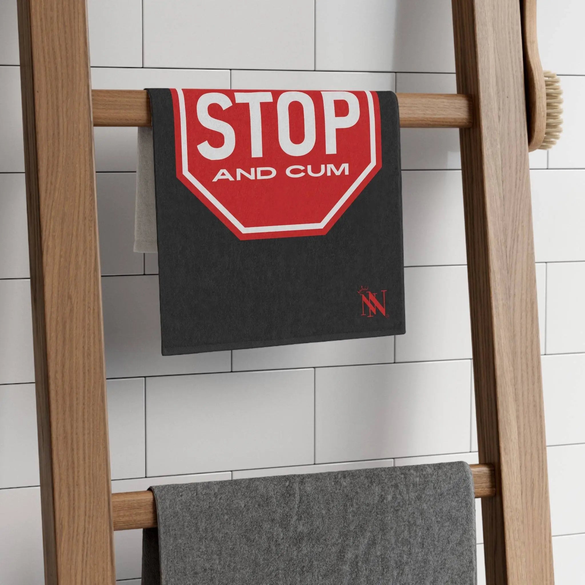 Stop and Cum Black Mix & Match Soft Sex Towels | Flirty Lovers’ Gifts