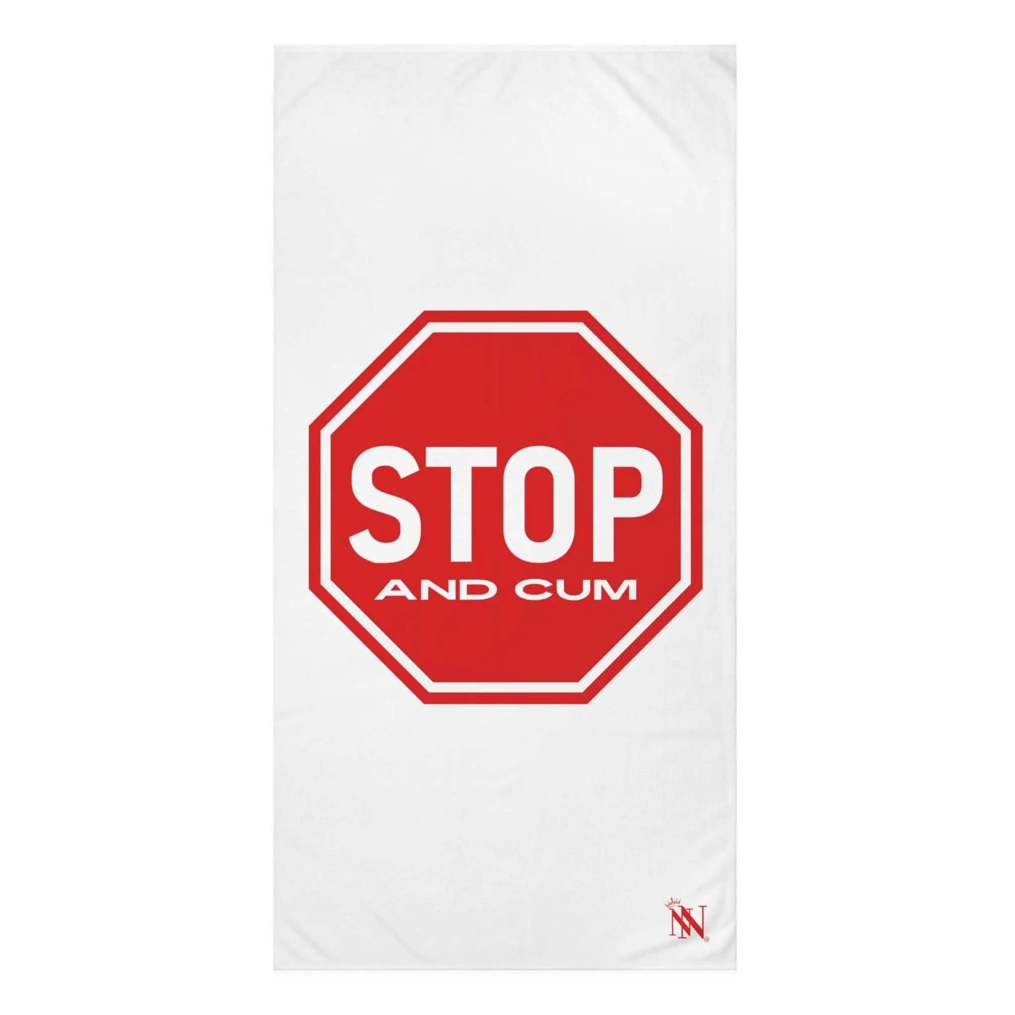 Stop And Cum Sign Fun XL Cum Towel | Big Bold & Sexy Stylish