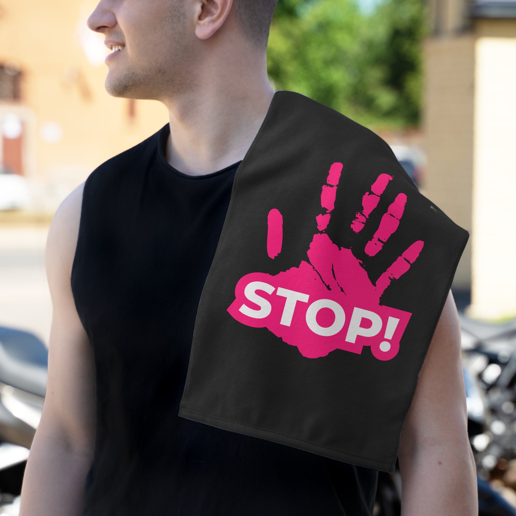 Stop! Handprint Black | Mix & Match Soft Fun-Flirty Lovers’ Towels