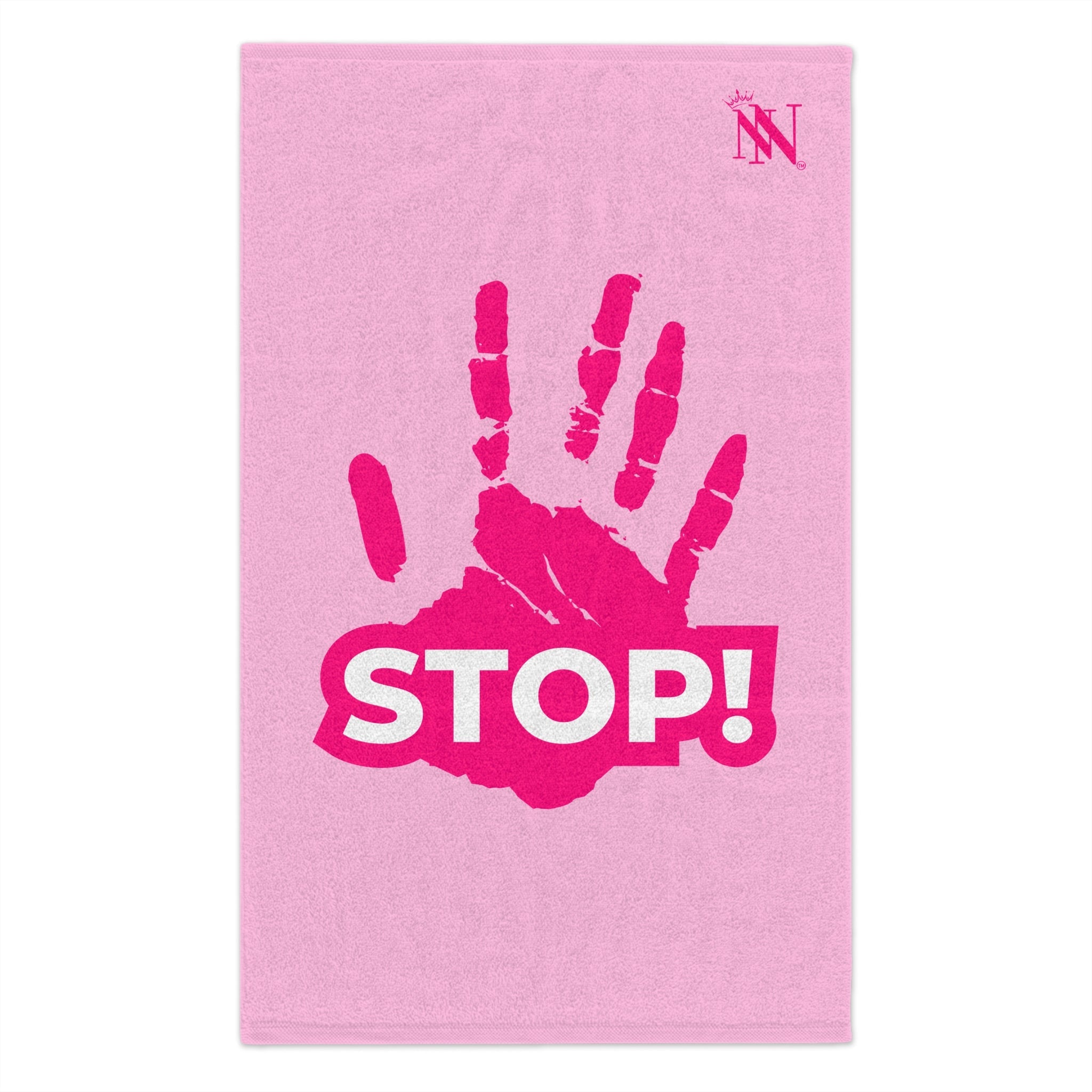Stop! Handprint Light Pink | Mix & Match Soft Fun-Flirty Lovers’ Towels