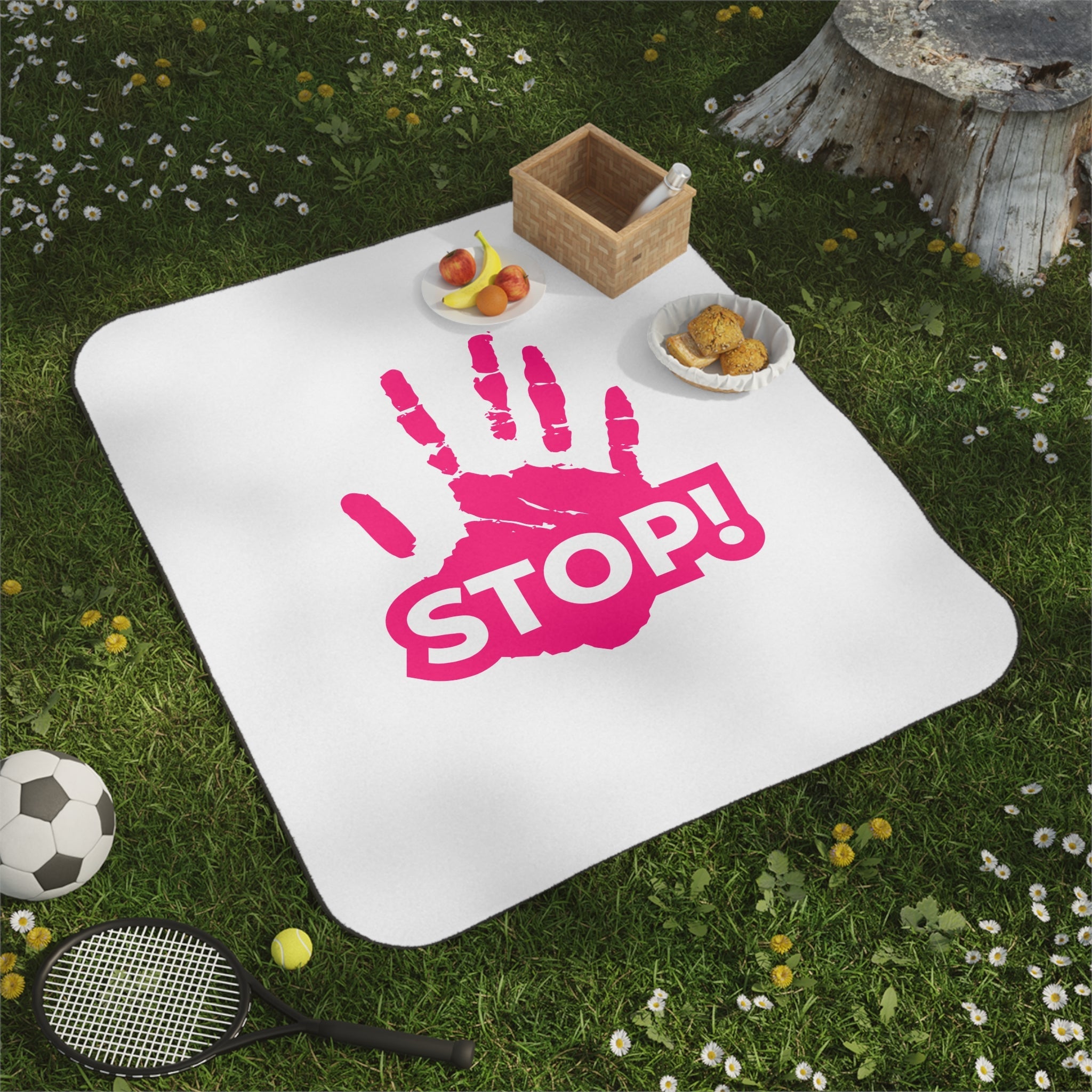 Stop! Handprint | Mix Match Fun-Flirty Lovers’ Water-Resistant Blankets