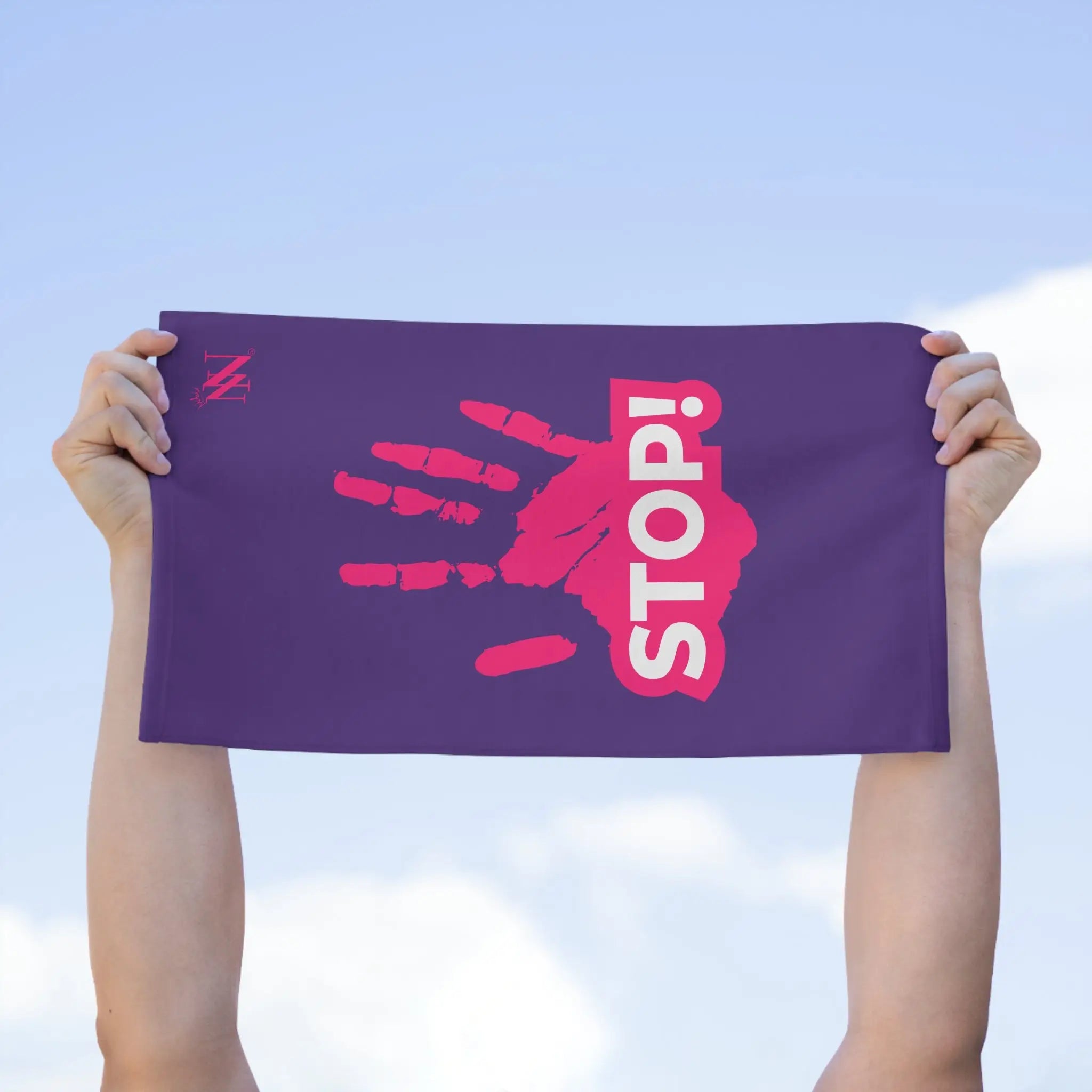 Stop! Handprint Purple | Mix & Match Soft Fun-Flirty Lovers’ Towels