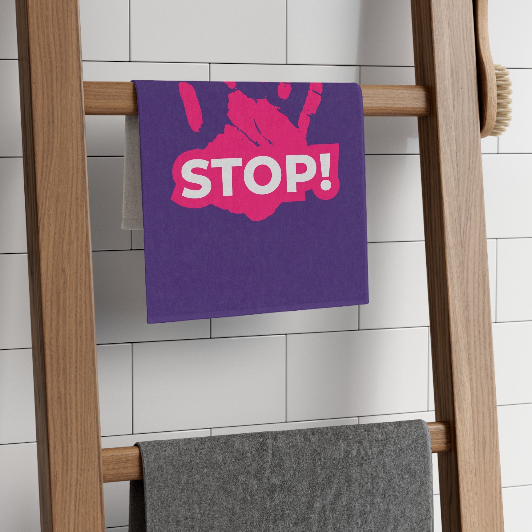 Stop! Handprint Purple | Mix & Match Soft Fun-Flirty Lovers’ Towels