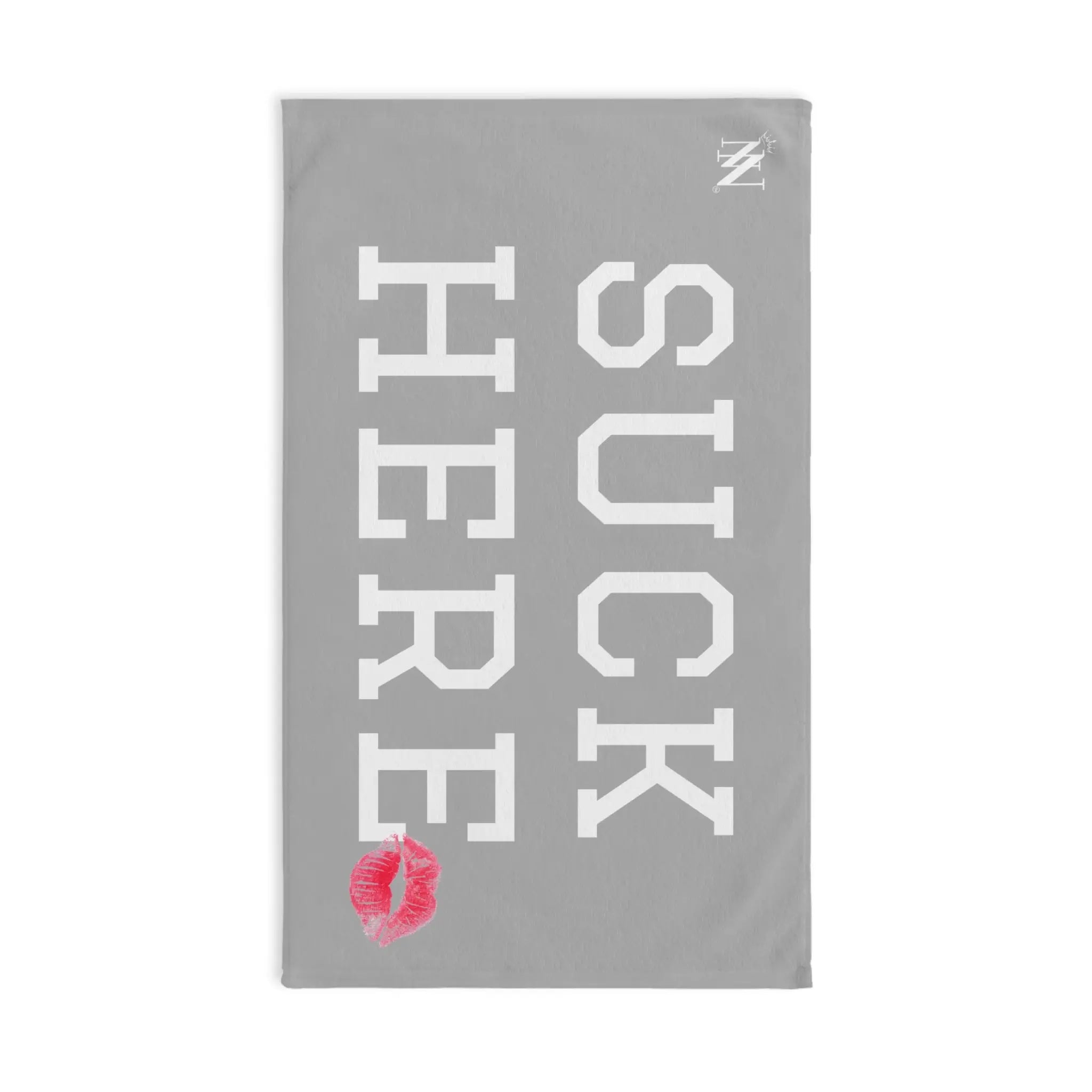Suck Here Lips Kiss Light Grey | Mix & Match Original Fun-Flirty Lovers’ Towel