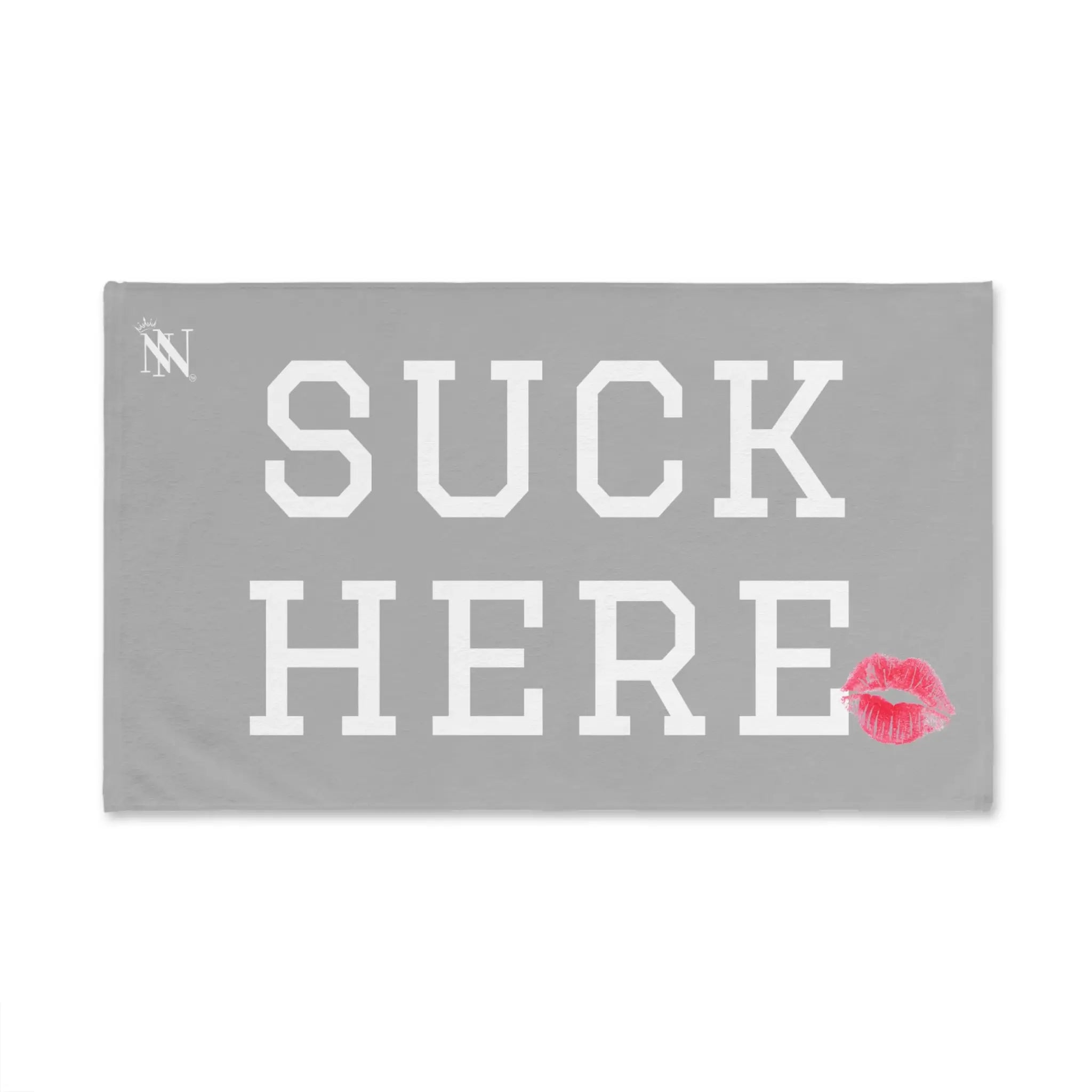 Suck Here Lips Kiss Light Grey | Mix & Match Original Fun-Flirty Lovers’ Towel