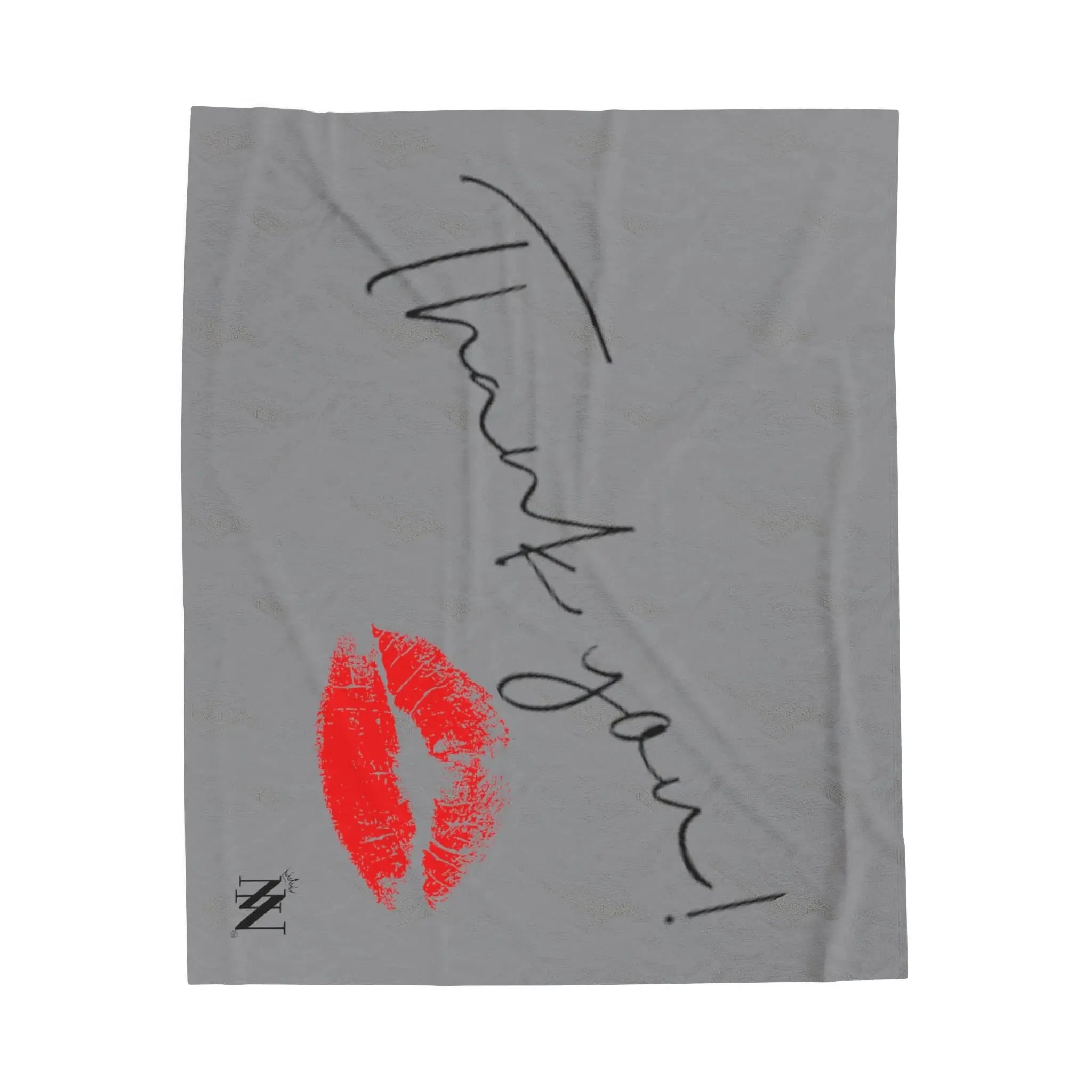 Thank You Kiss Grey | Mix & Match Soft Fun-Flirty Lovers’ Blankets