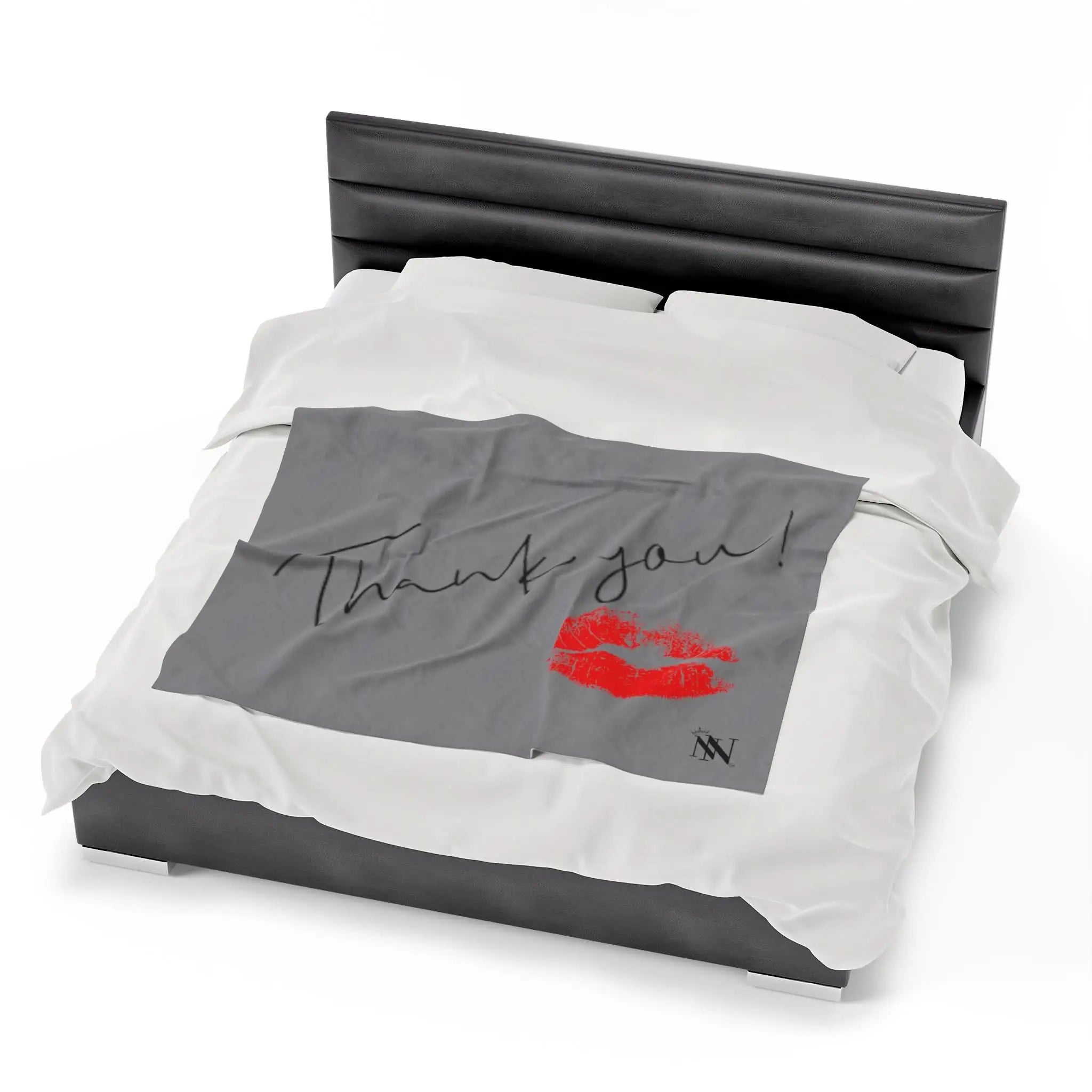 Thank You Kiss Grey | Mix & Match Soft Fun-Flirty Lovers’ Blankets