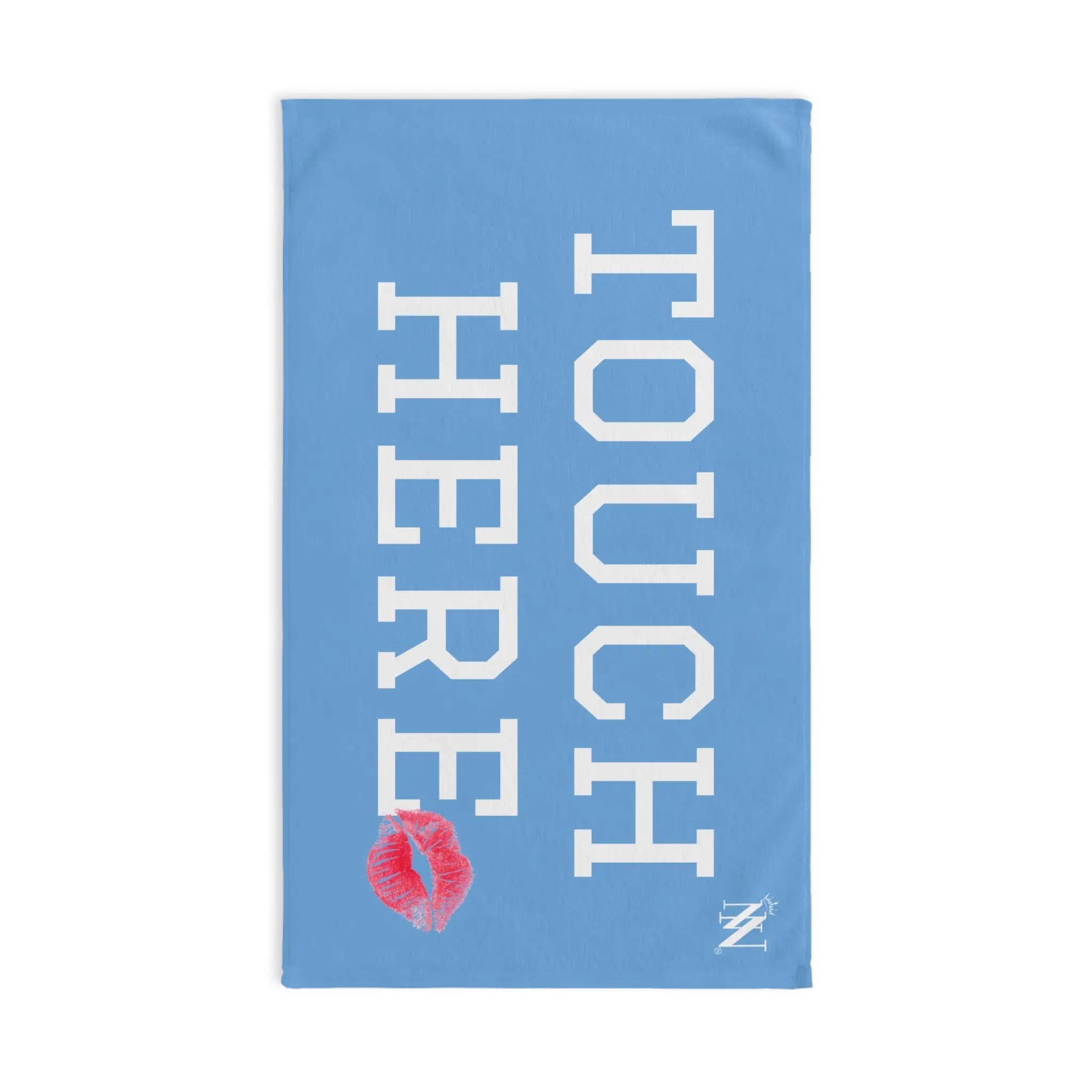 Touch Here Lips Kiss Light Blue | Mix & Match Original Fun-Flirty Lovers’ Towels