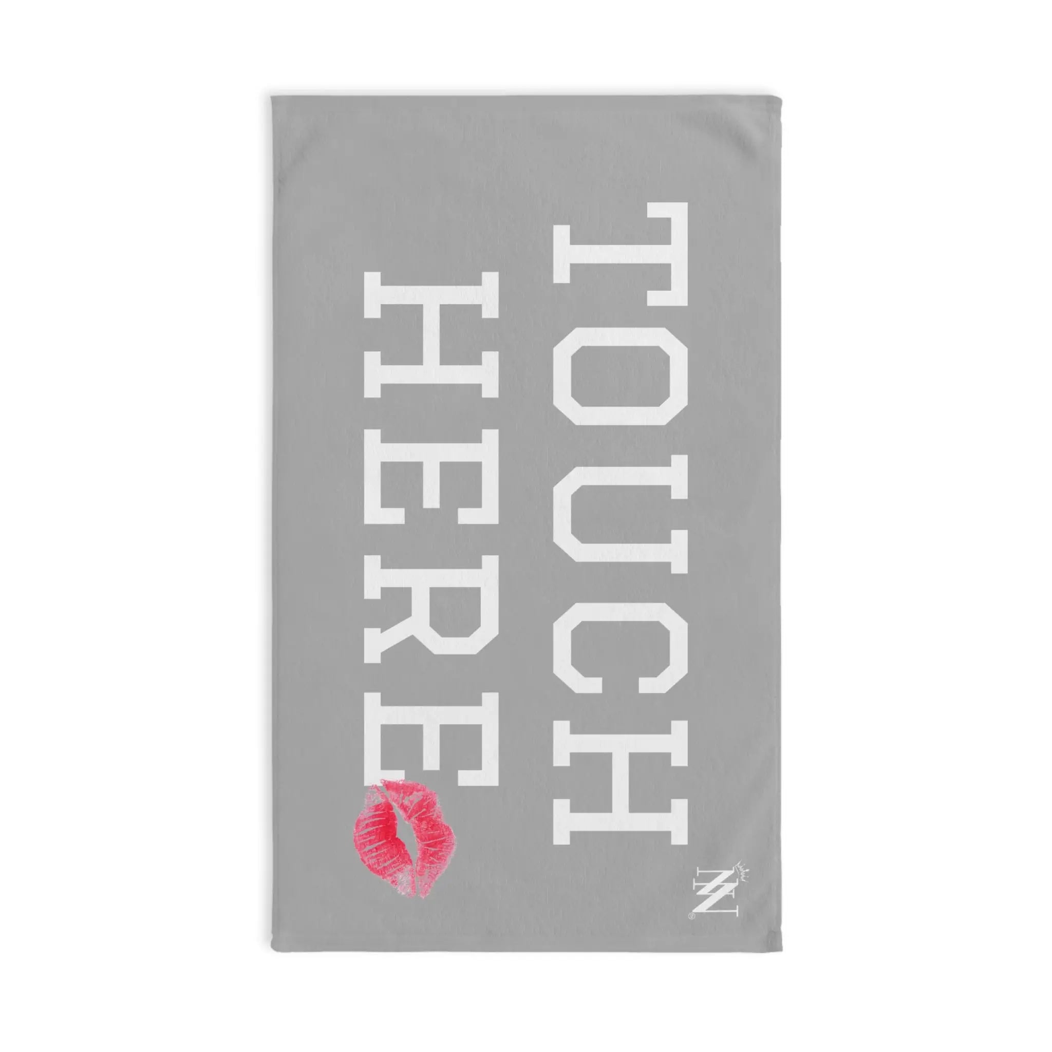 Touch Here Lips Kiss Light Grey | Mix & Match Original Fun-Flirty Lovers’ Towels
