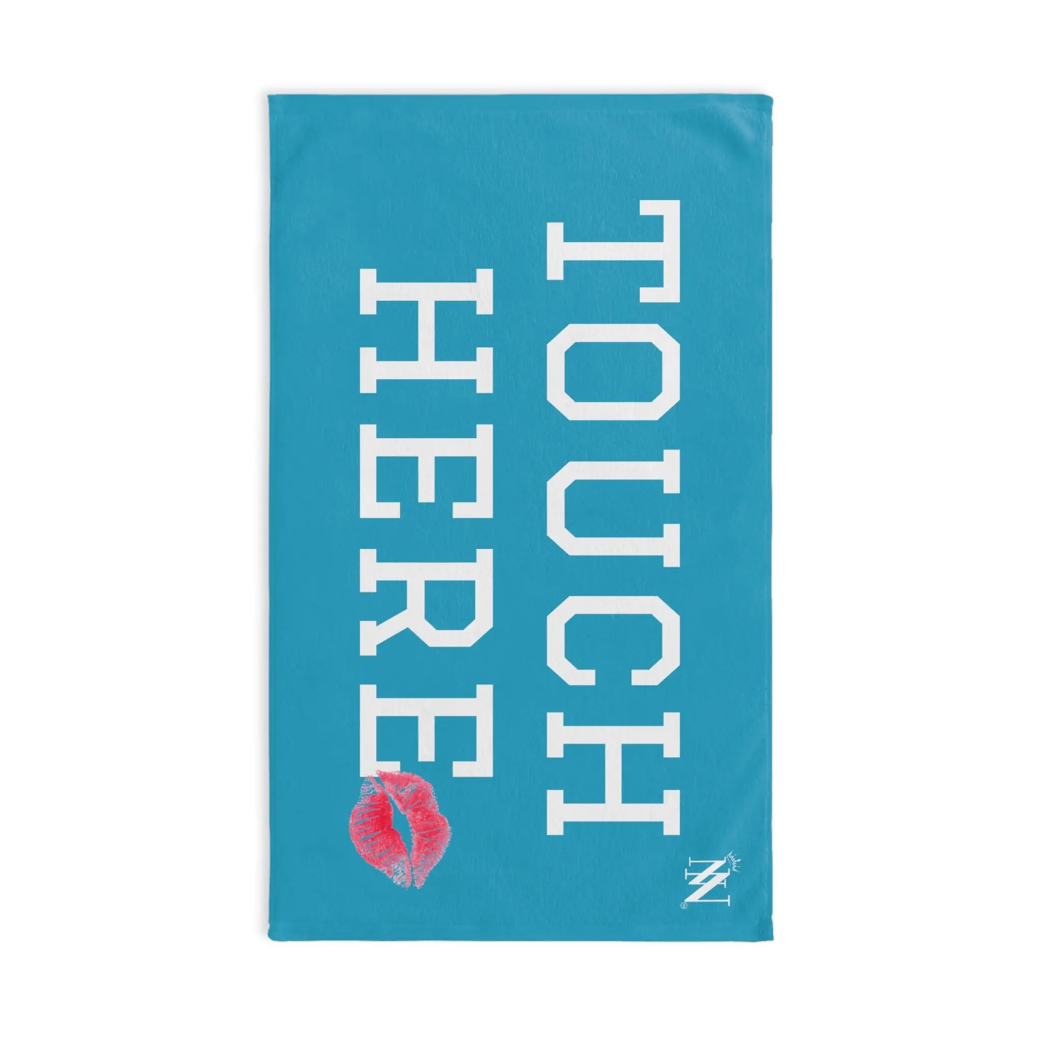 Touch Here Lips Kiss Turquoise | Mix & Match Original Fun-Flirty Lovers’ Towels