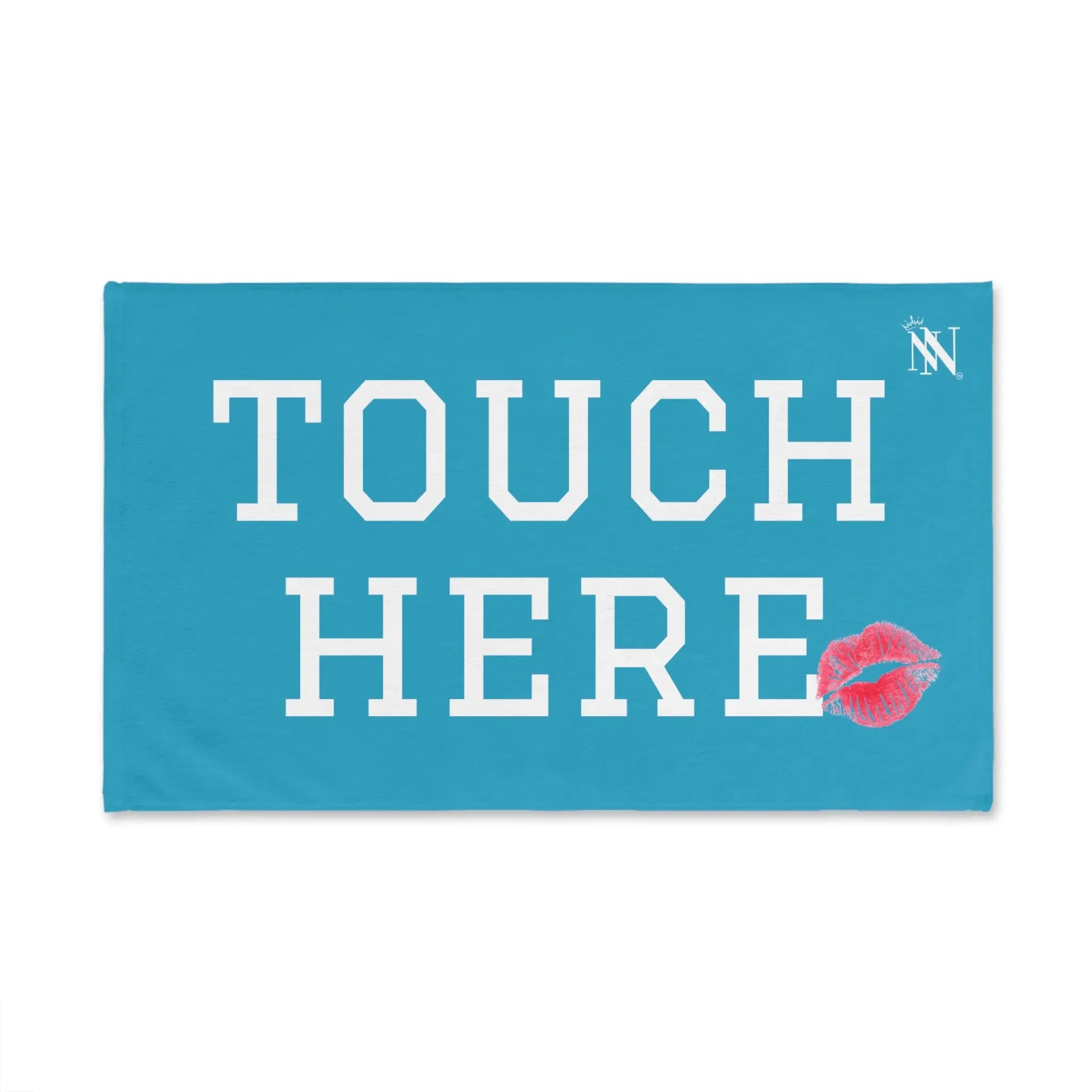 Touch Here Lips Kiss Turquoise | Mix & Match Original Fun-Flirty Lovers’ Towels
