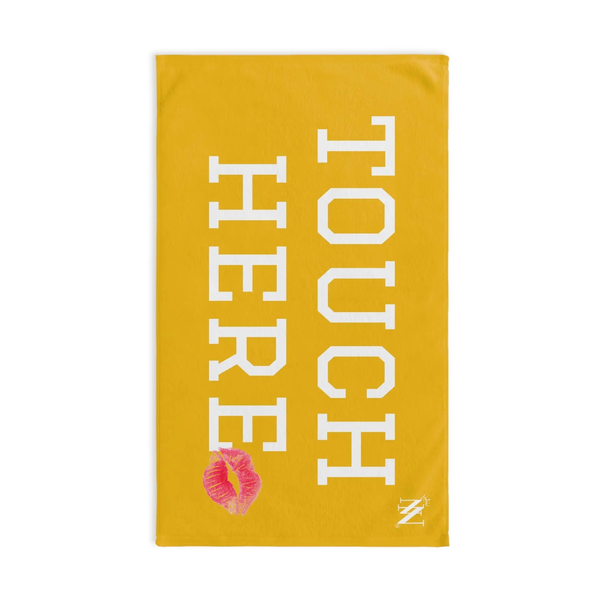 Touch Here Lips Kiss Yellow | Mix & Match Original Fun-Flirty Lovers’ Towels