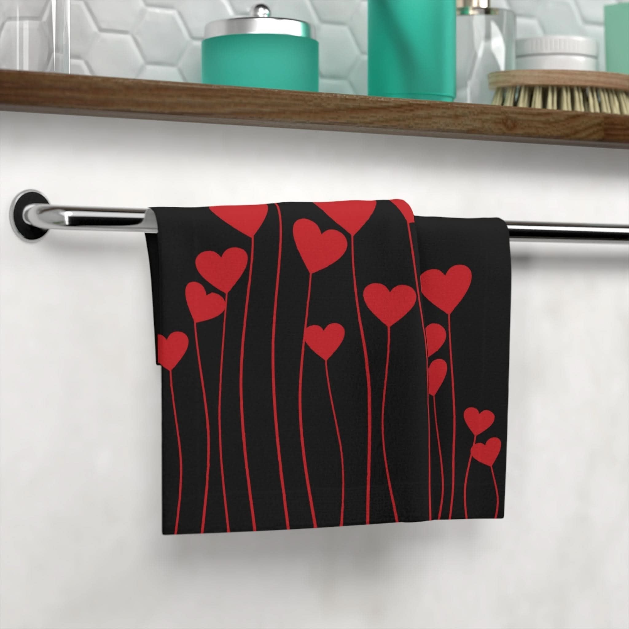 Valentine Love Flower Black | Mix & Match Lils’ Fun-Flirty Lovers’ Towels