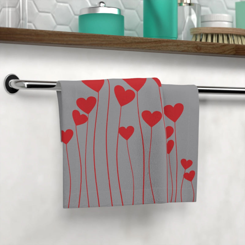 Valentine Love Flower Grey | Mix & Match Lils’ Fun-Flirty Lovers’ Towels
