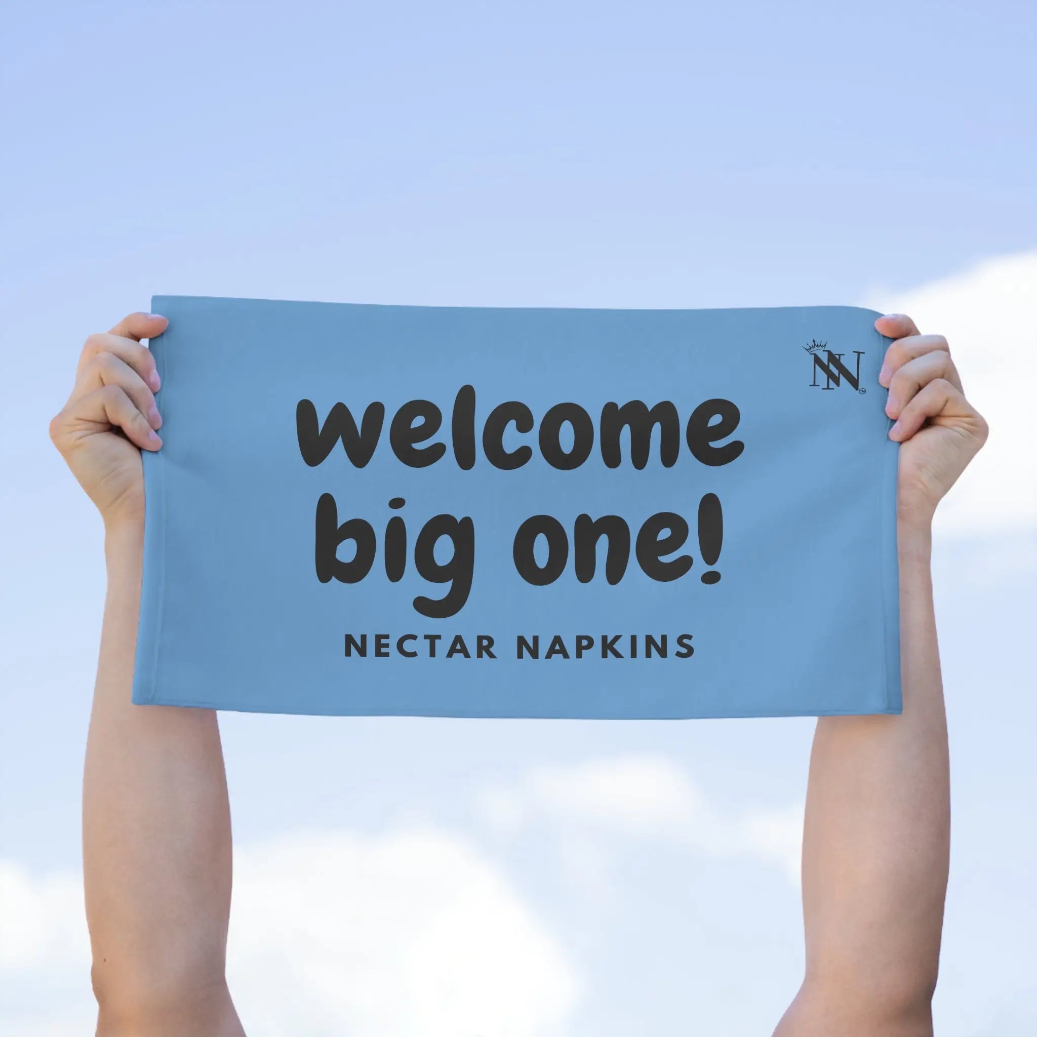 Welcome Big One! Light Blue | Mix & Match Soft Fun-Flirty Lovers’ Towels