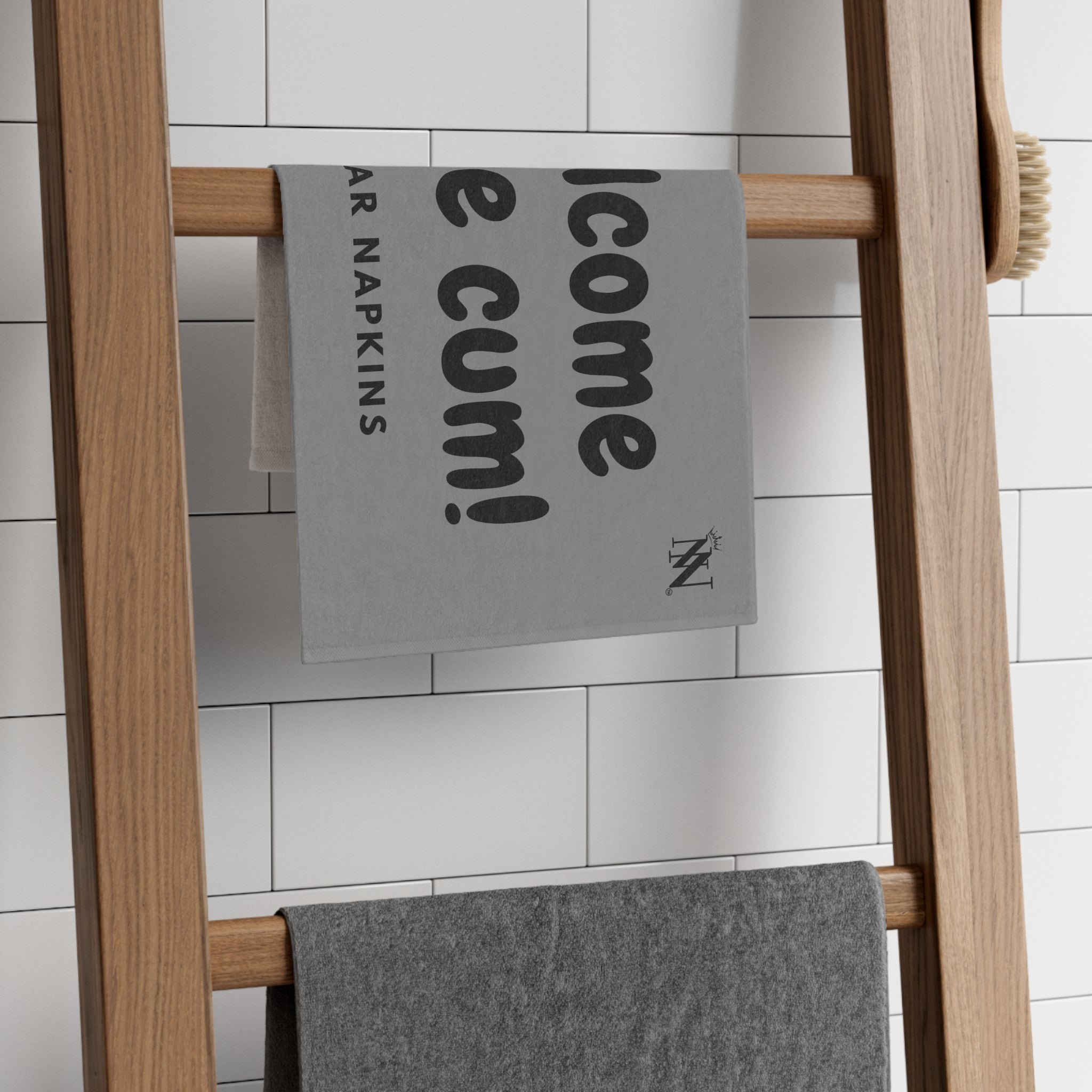 Welcome Little Cum! Grey | Mix & Match Soft Fun-Flirty Lovers’ Towels