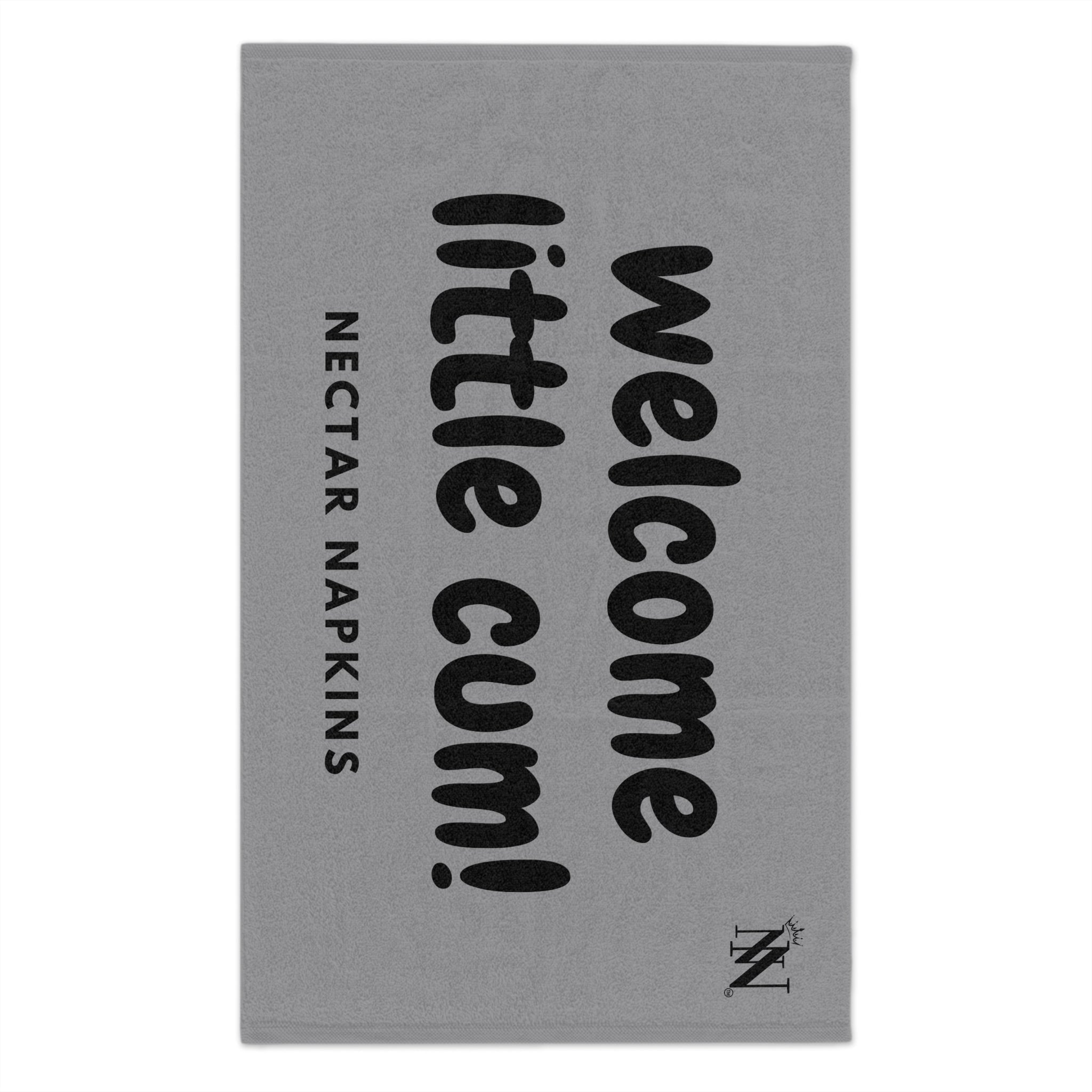 Welcome Little Cum! Grey | Mix & Match Soft Fun-Flirty Lovers’ Towels