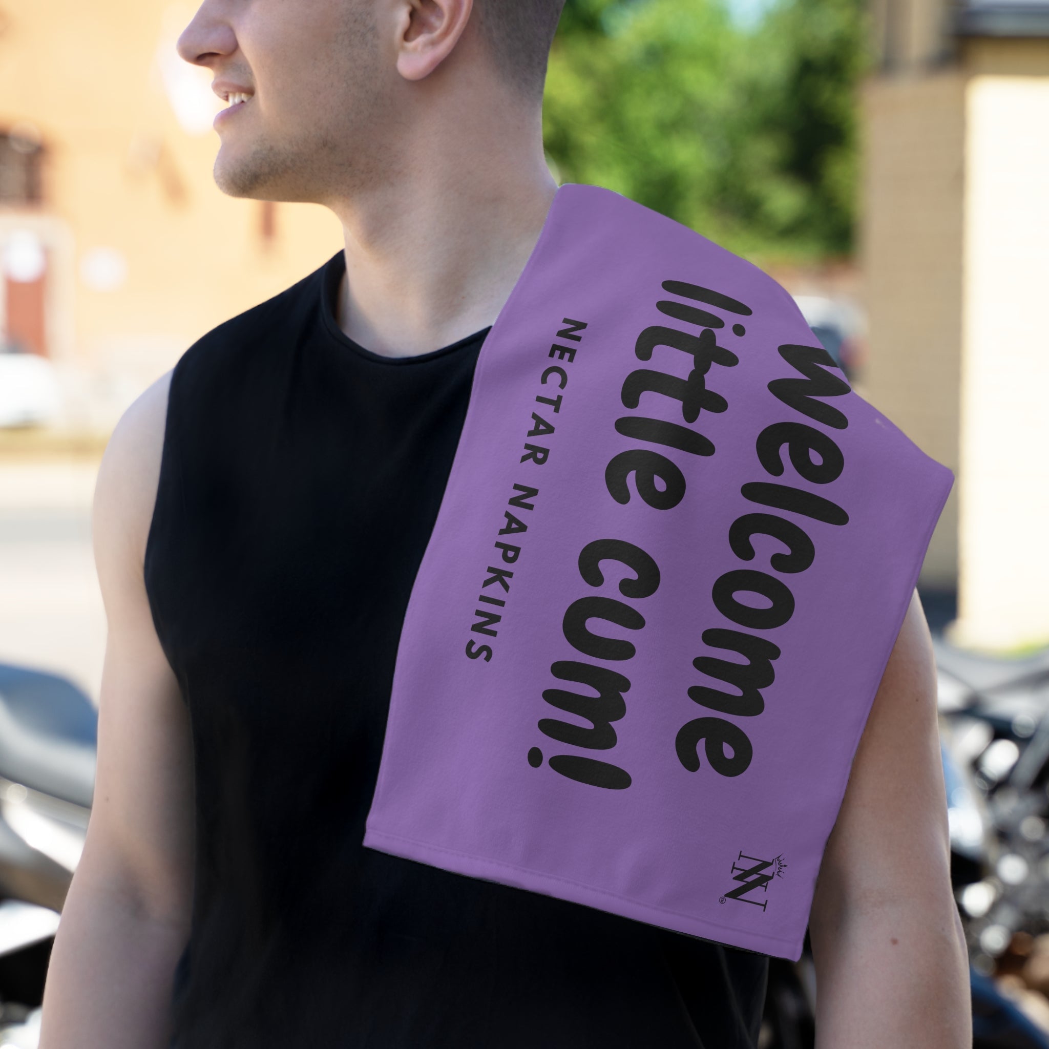 Welcome Little Cum! Lavendar | Mix & Match Soft Fun-Flirty Lovers’ Towels