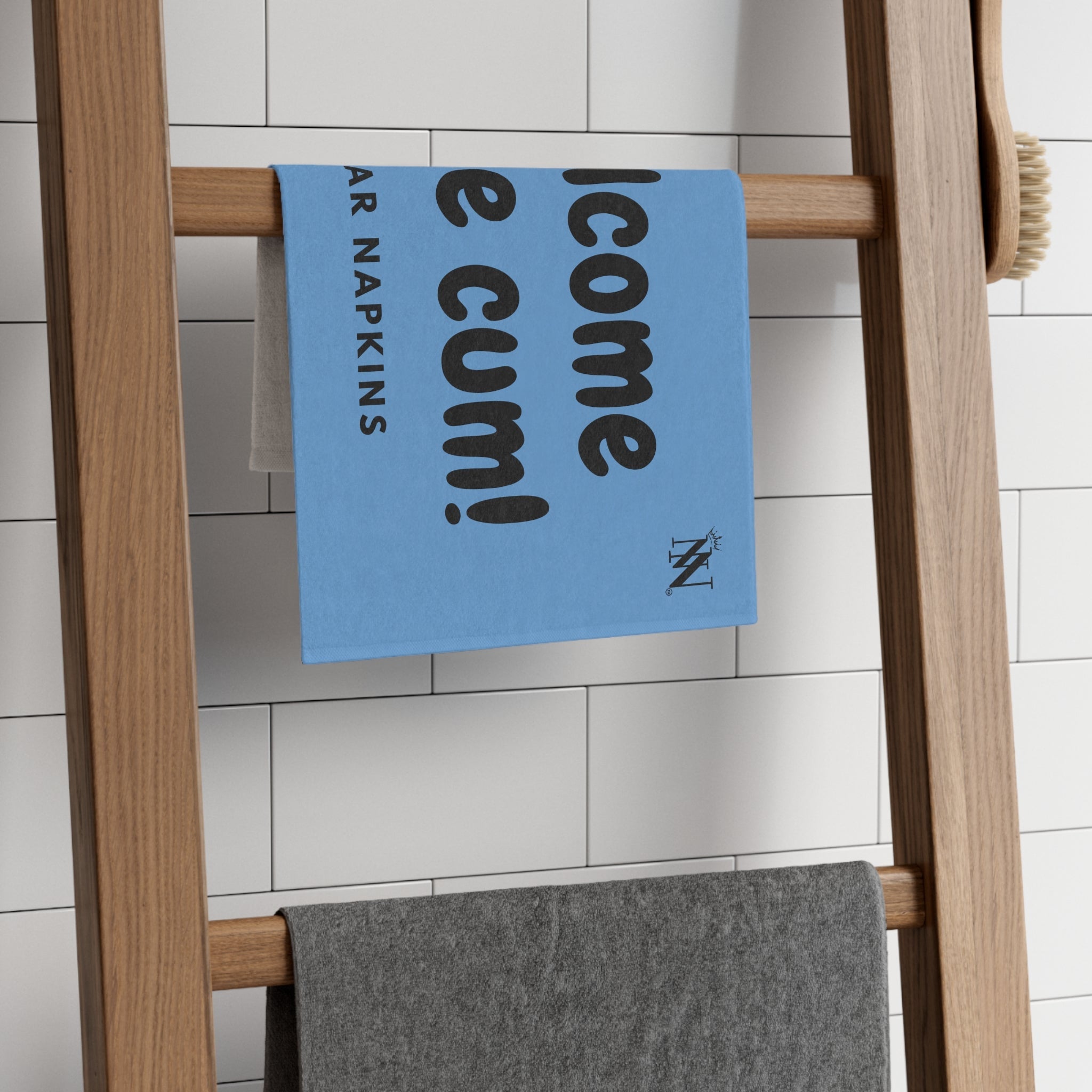 Welcome Little Cum! Light Blue | Mix & Match Soft Fun-Flirty Lovers’ Towels